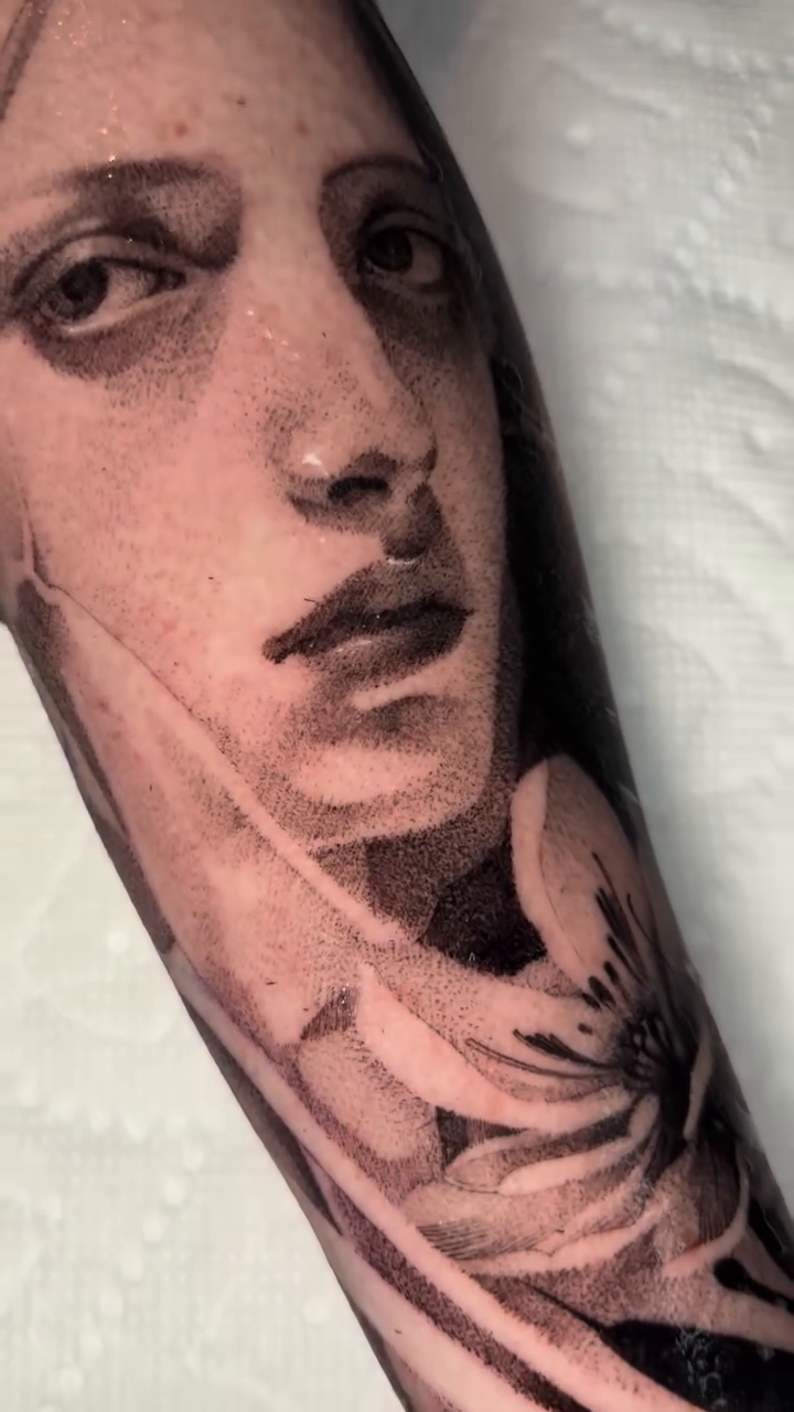 Tattoo by @reeslynn_tattoo — realism, black_and_grey