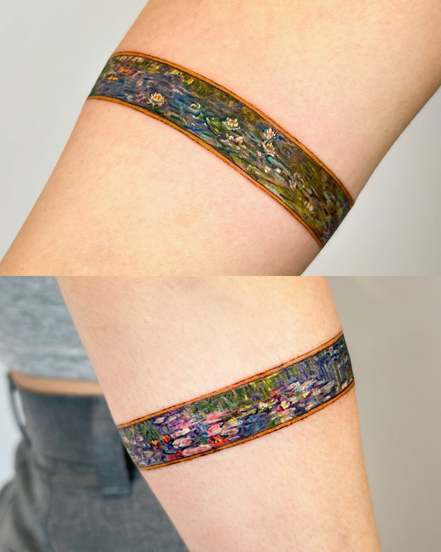 Water lilies dotwork tattoo on the forearm by Lani  라니