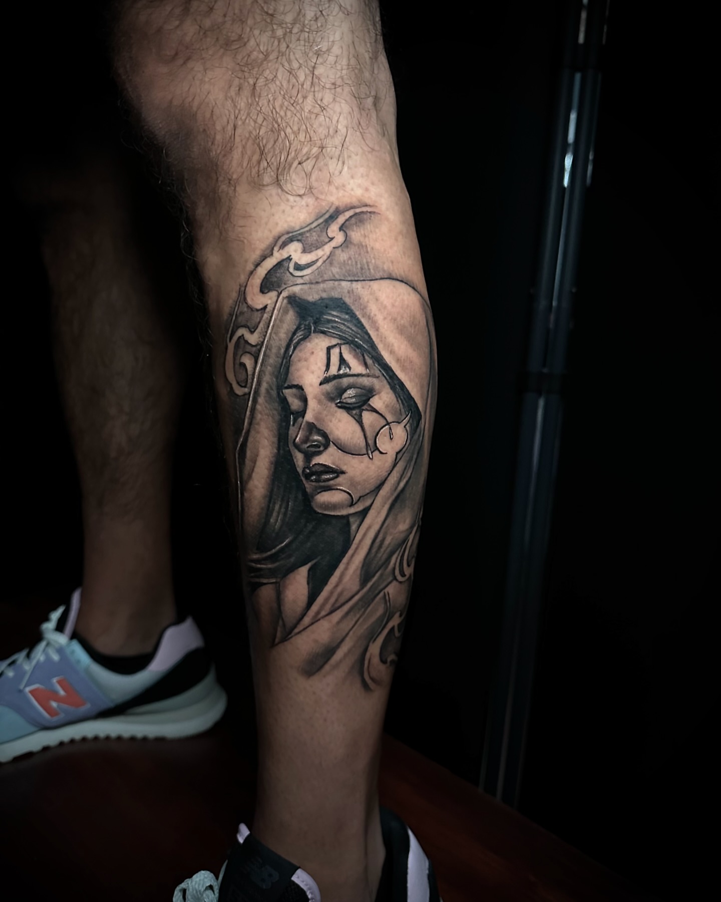 Woman with tears realism tattoo on the forearm by Tattoo Artist