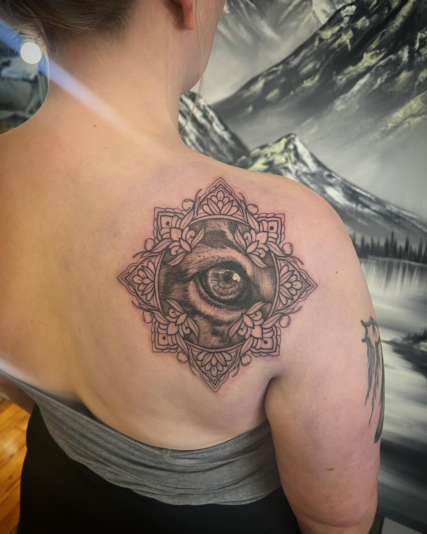 Tattoo by @jazzyhandswpg — black_and_grey, geometric