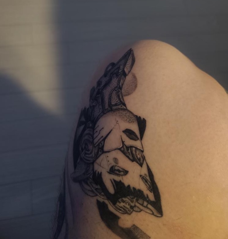 Tattoo by @kuropink_tattoo — black_and_grey