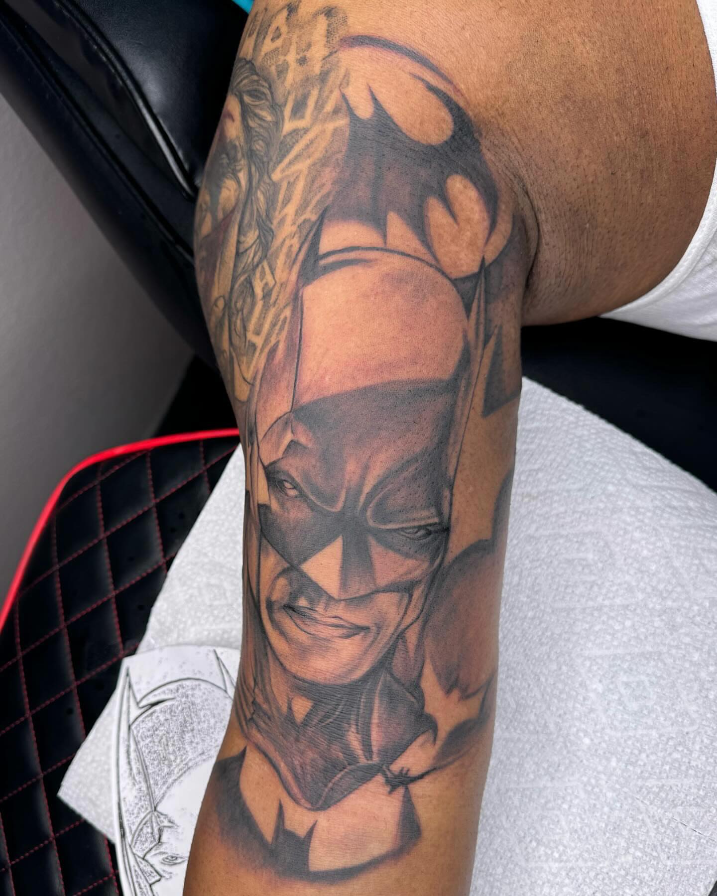 Batman realism tattoo on the forearm by @inkhazmat