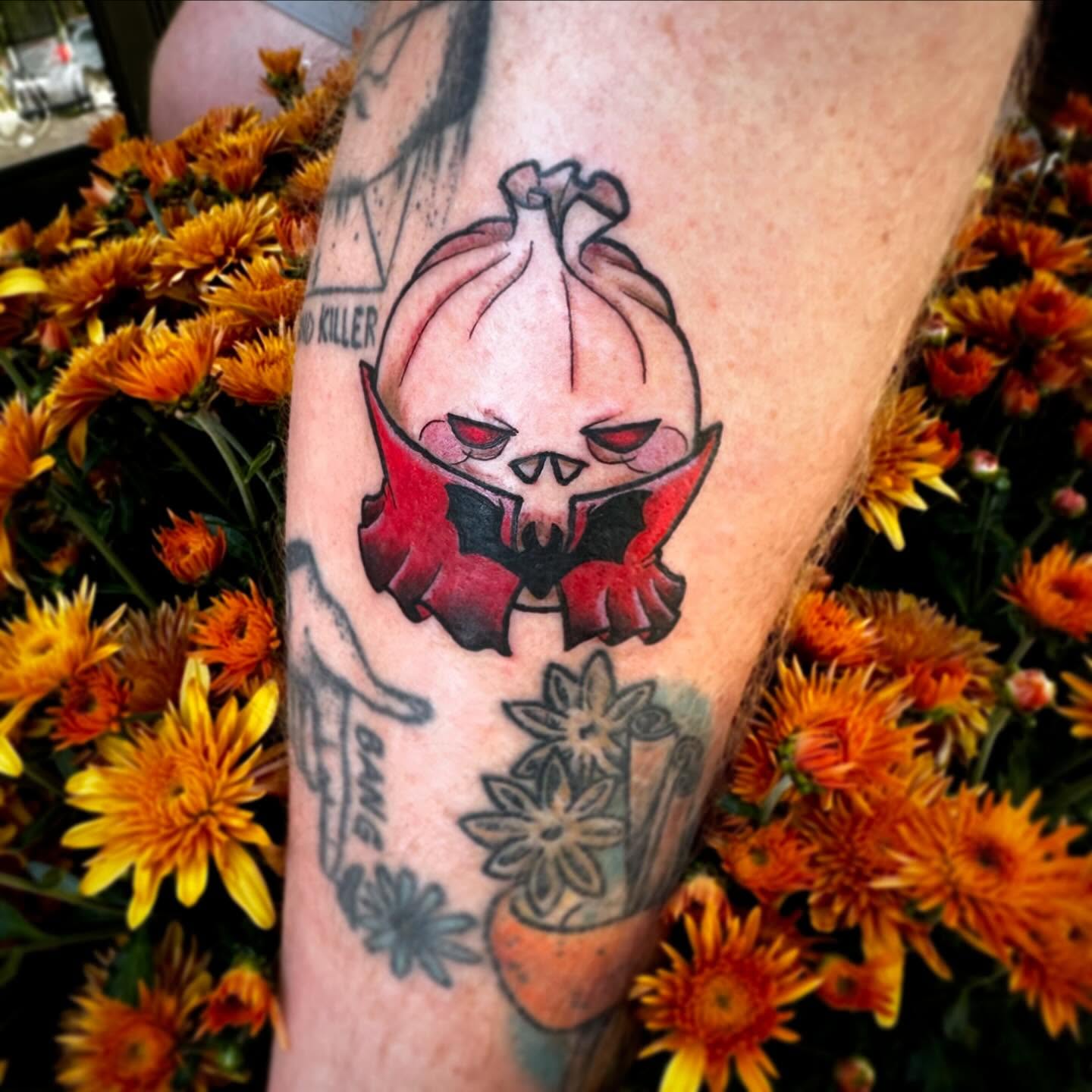 Pumpkin ghost dark realism tattoo on the forearm by manda, Lebanon, Ohio