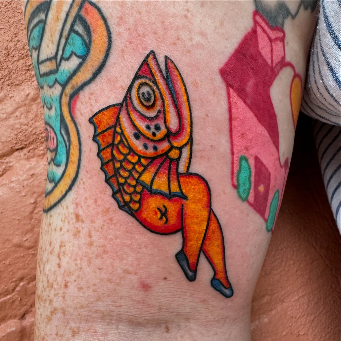 Fish American traditional tattoo on the forearm by Shannon, Cincinnati, Ohio