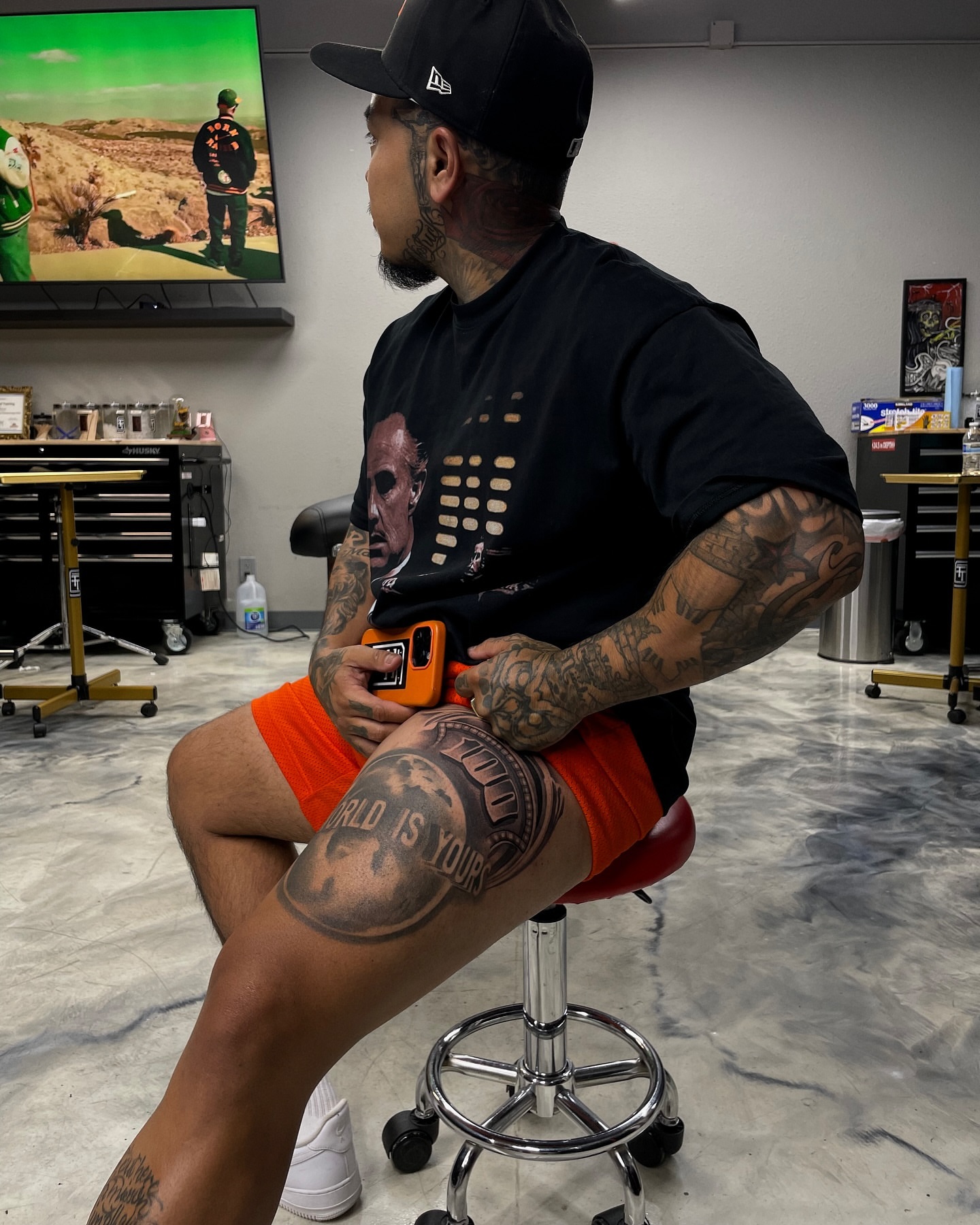 Tattooed leg American traditional tattoo on the leg by Vanessa Valdivia