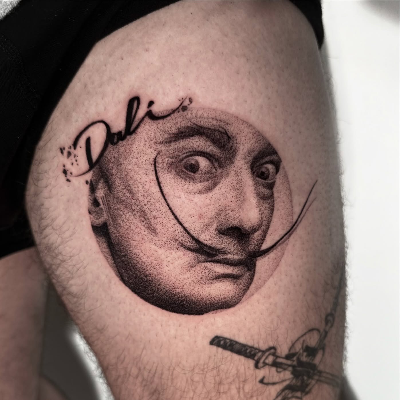 Tattoo by @dragonink.tattoos — dotwork, realism