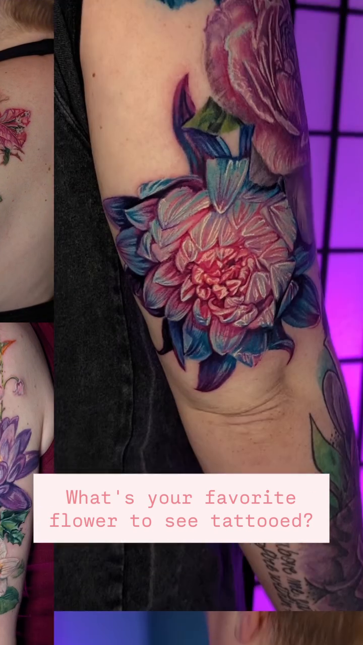 Floral arrangement neo-traditional tattoo by Colorful Tattoos by Cody Dean