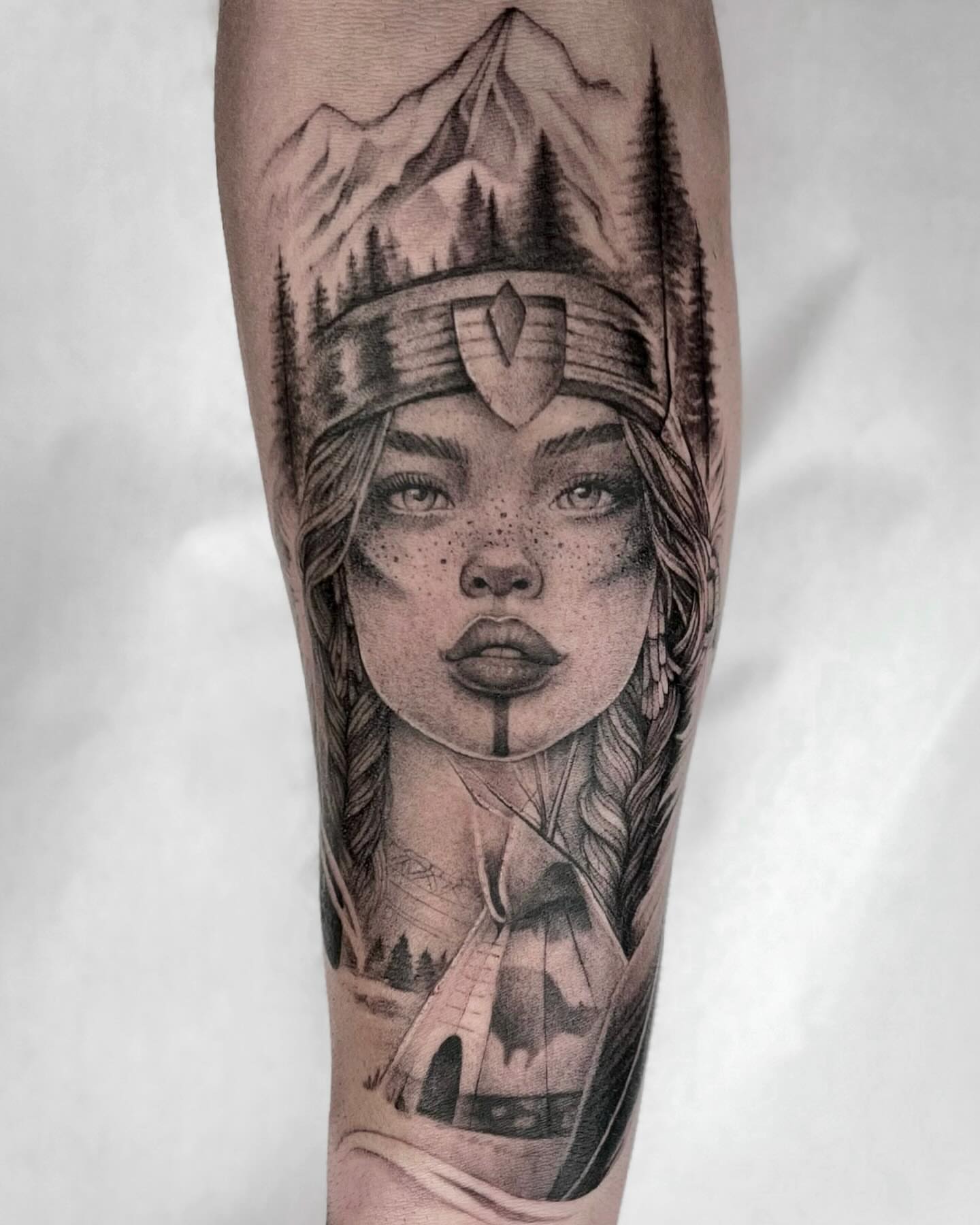 Woman with crown realism tattoo on the forearm by Jax Citriglia