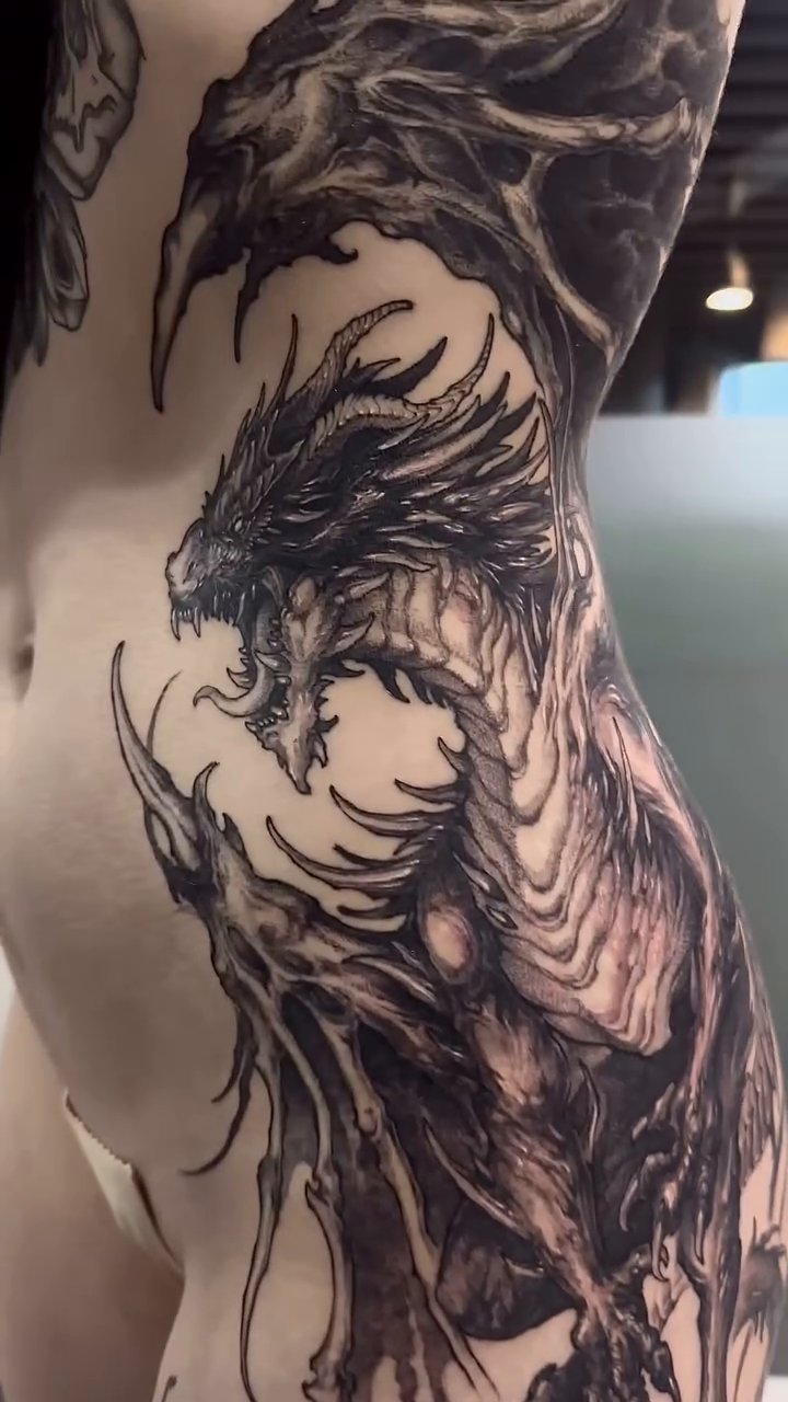 Tattoo by @rokyeom_ β dark_realism, blackwork