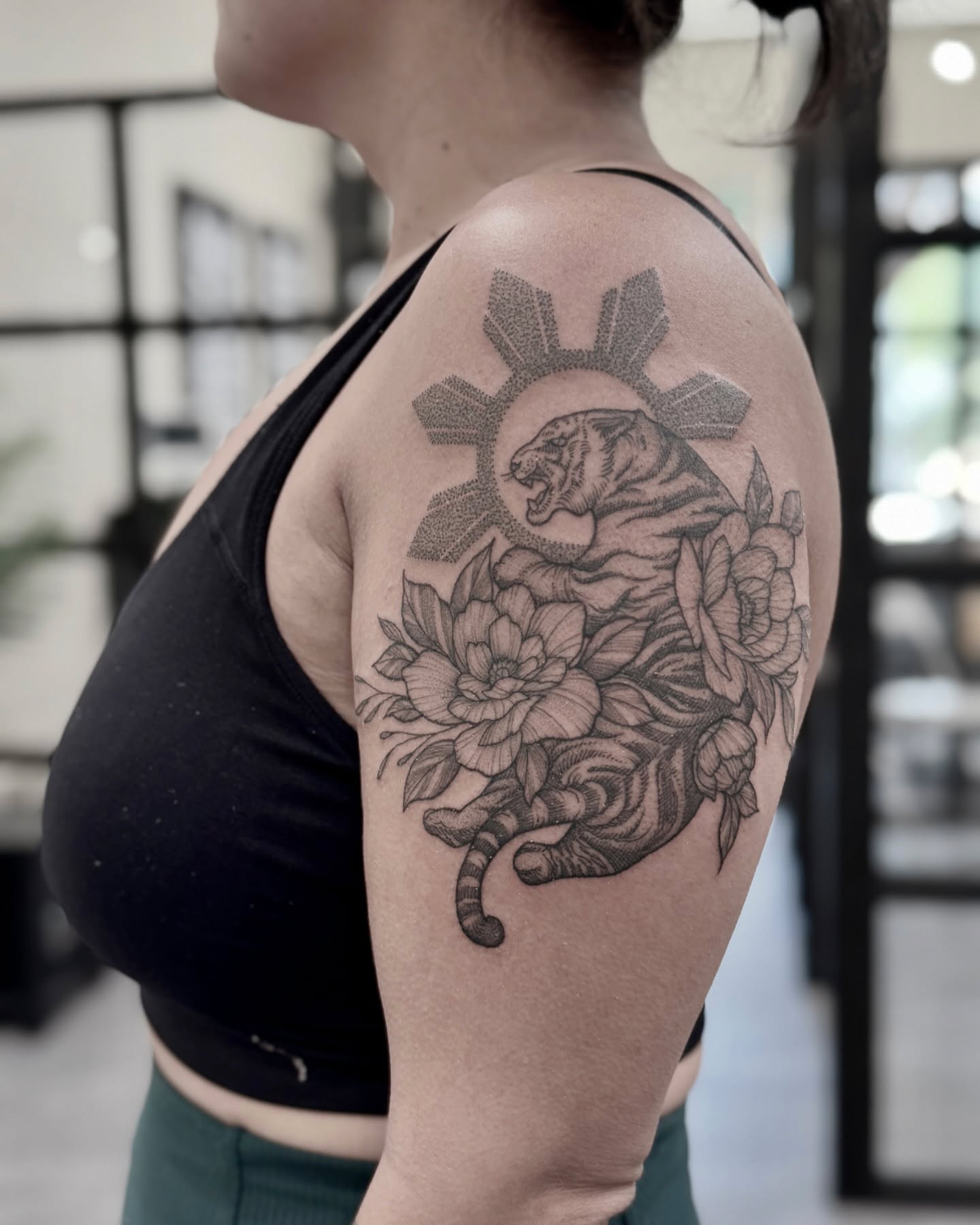 Tattoo by @shakuto_tattoos — dotwork, black_and_grey