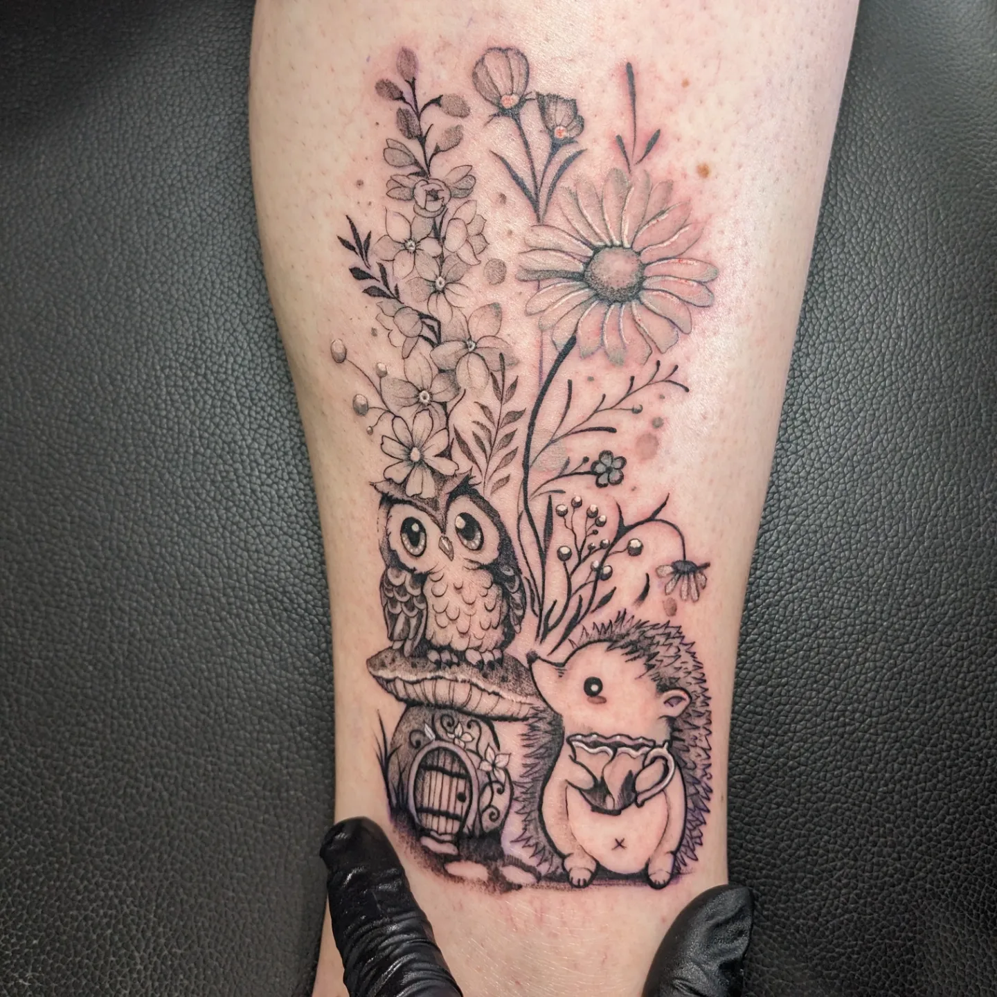 Tattoo by @lizzywiglz — dotwork, black_and_grey