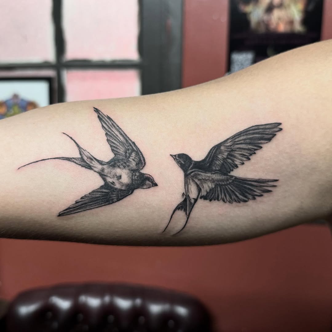 Tattoo by @bluebyrdtattoos — realism, black_and_grey