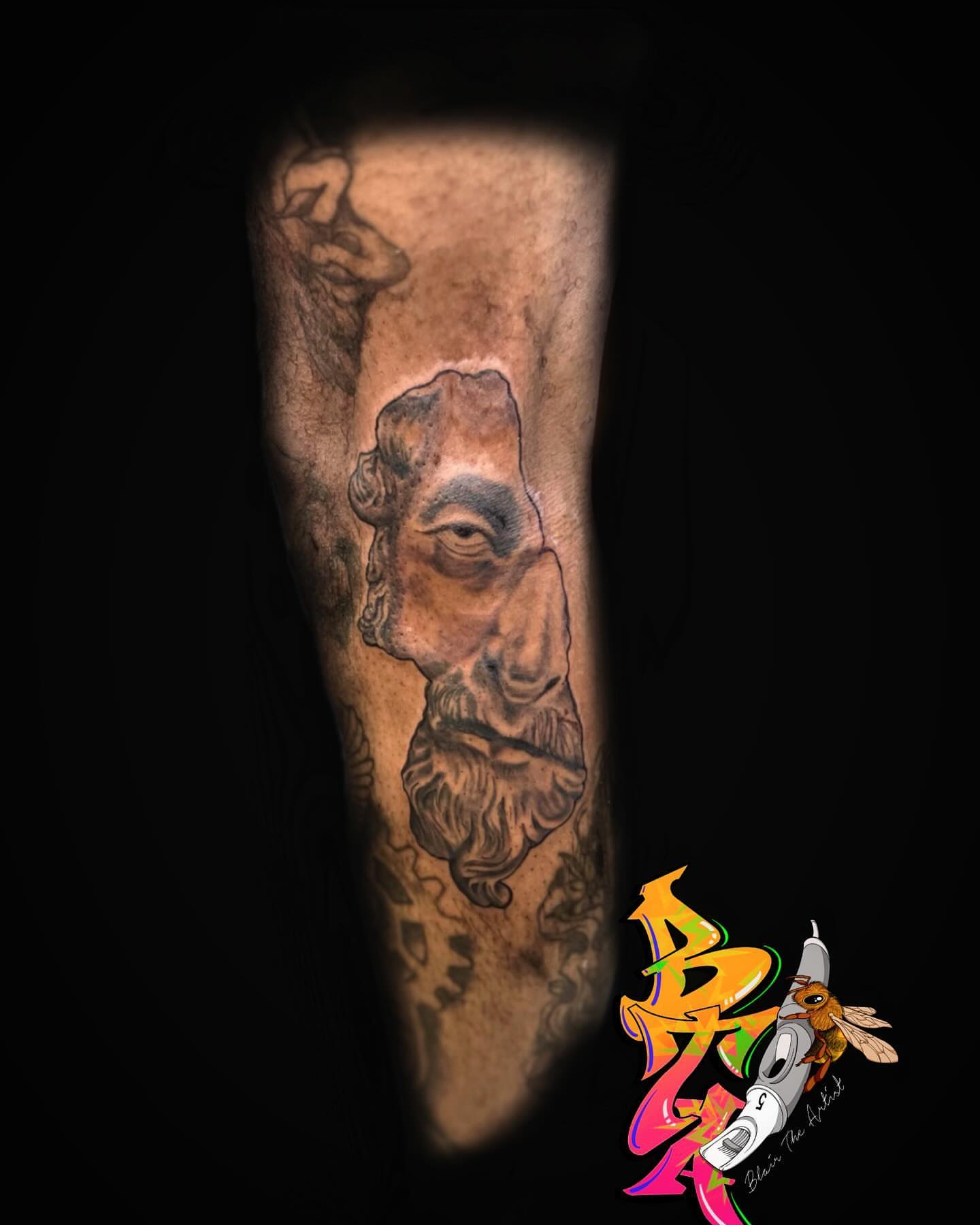 Bearded man realism tattoo on the forearm by Blair The Artist!