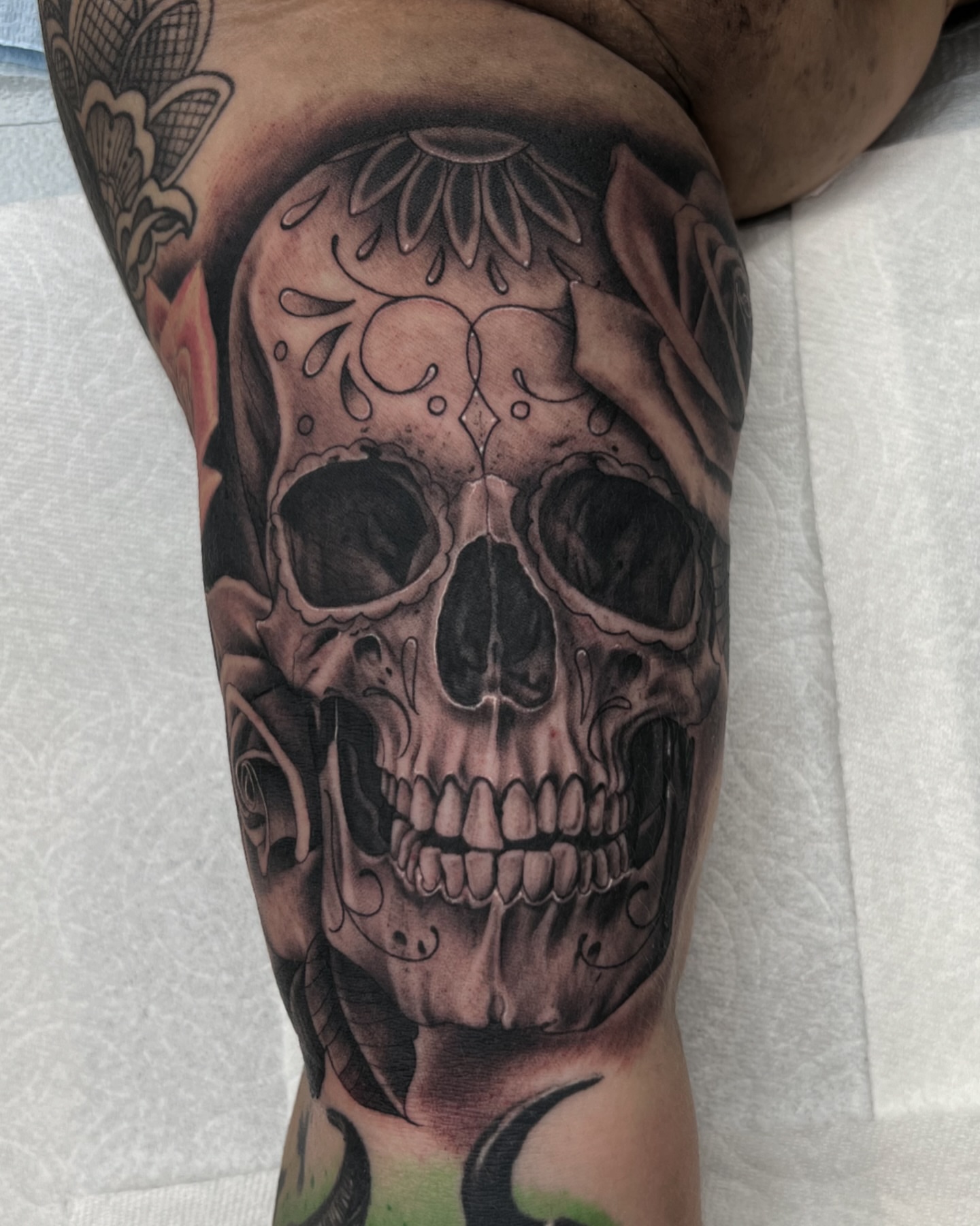 Tattoo by @nickbridwelltattoo — black_and_grey, realism