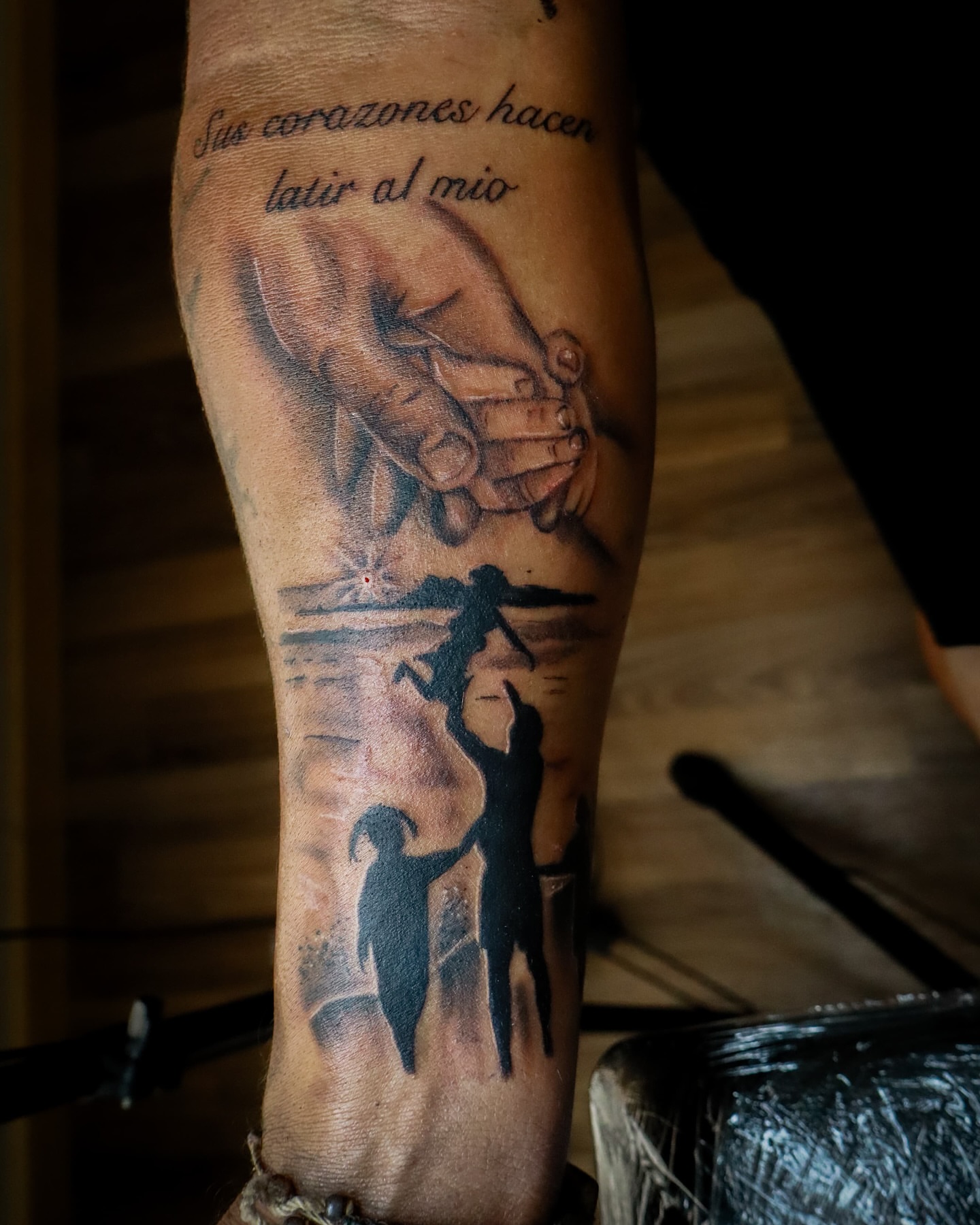 Couple dancing realism tattoo on the forearm by Dallas Tattoo Artist