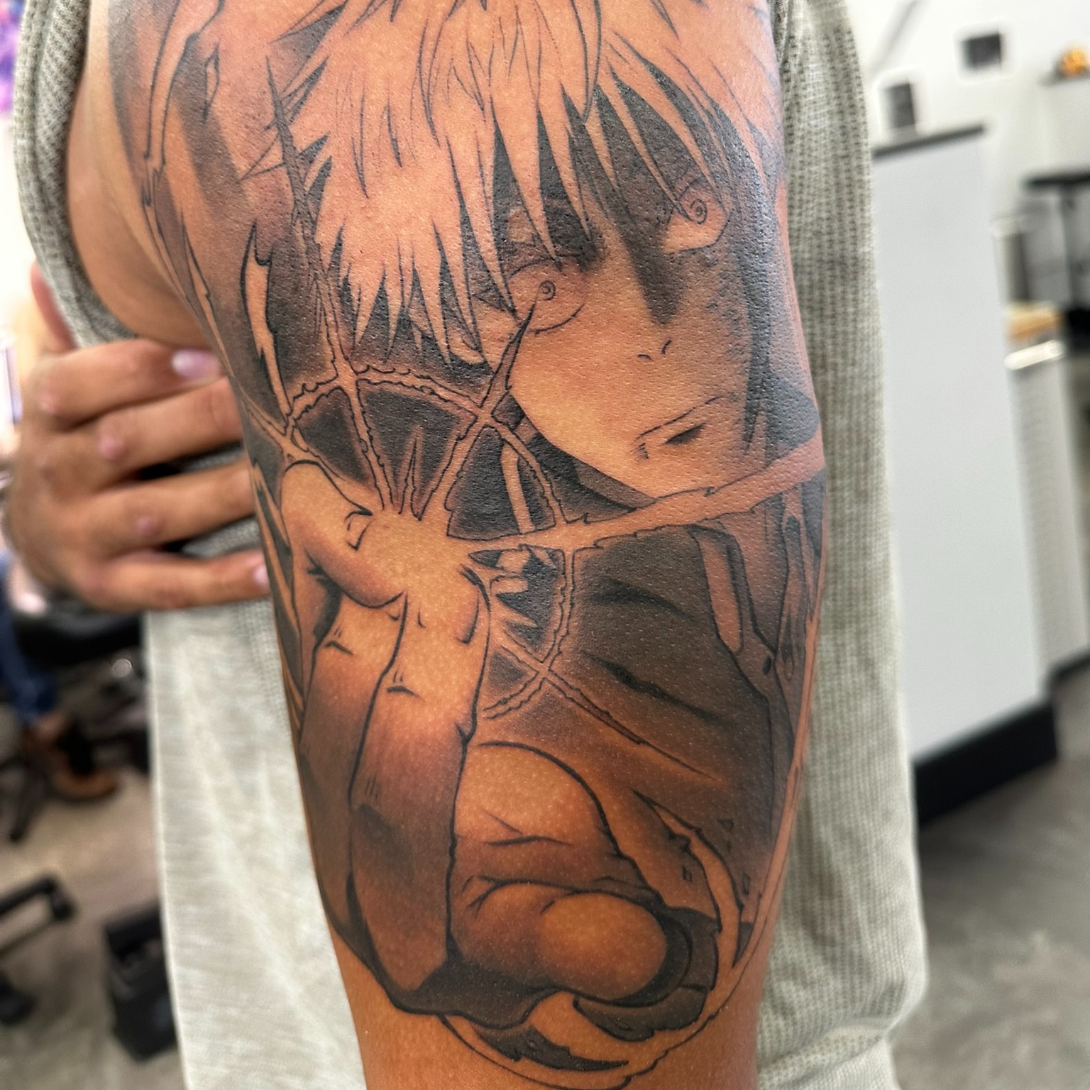 Anime character anime tattoo on the forearm by ✥ Daemon Downing ✥ Kansas Tattoo Artist ✥, Wichita, Kansas