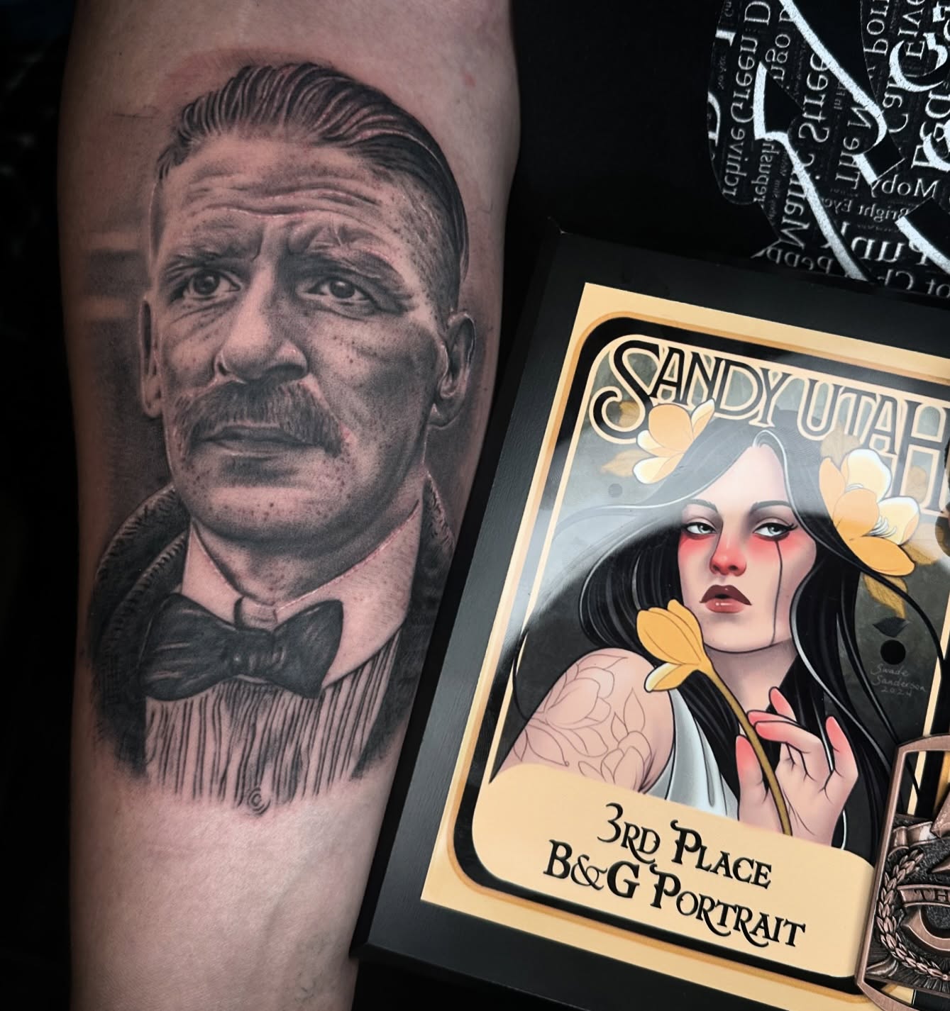 Man's face realism tattoo on the forearm by Tattoo Artist - the Goat