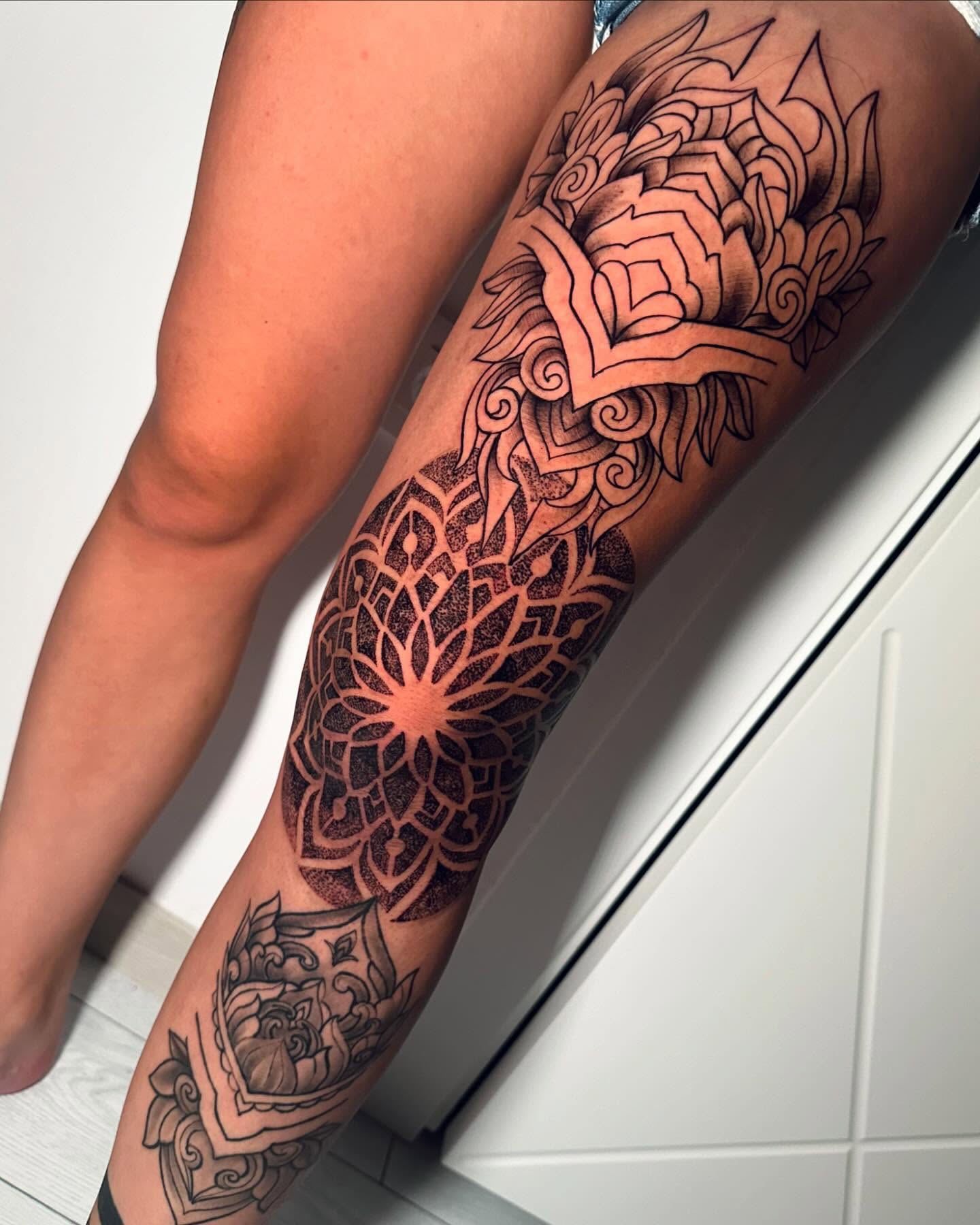 Mandala dotwork tattoo on the forearm by Anghel Patricia