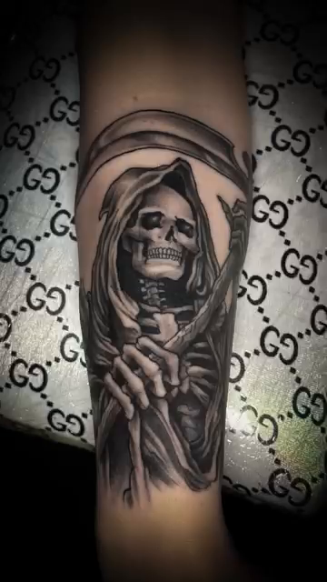 Grim Reaper realism tattoo by Juan c munoz jr, Chicago, Illinois