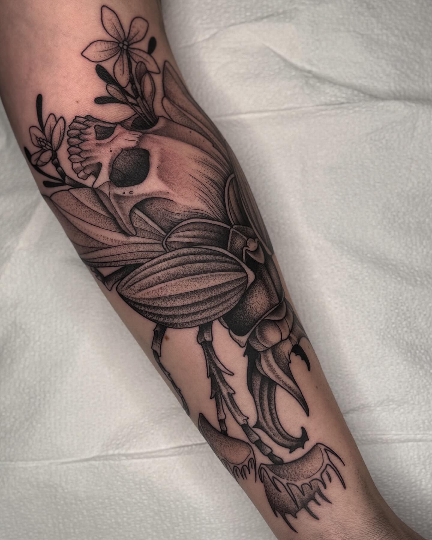 Tattoo by @thiefhands — dotwork, black_and_grey