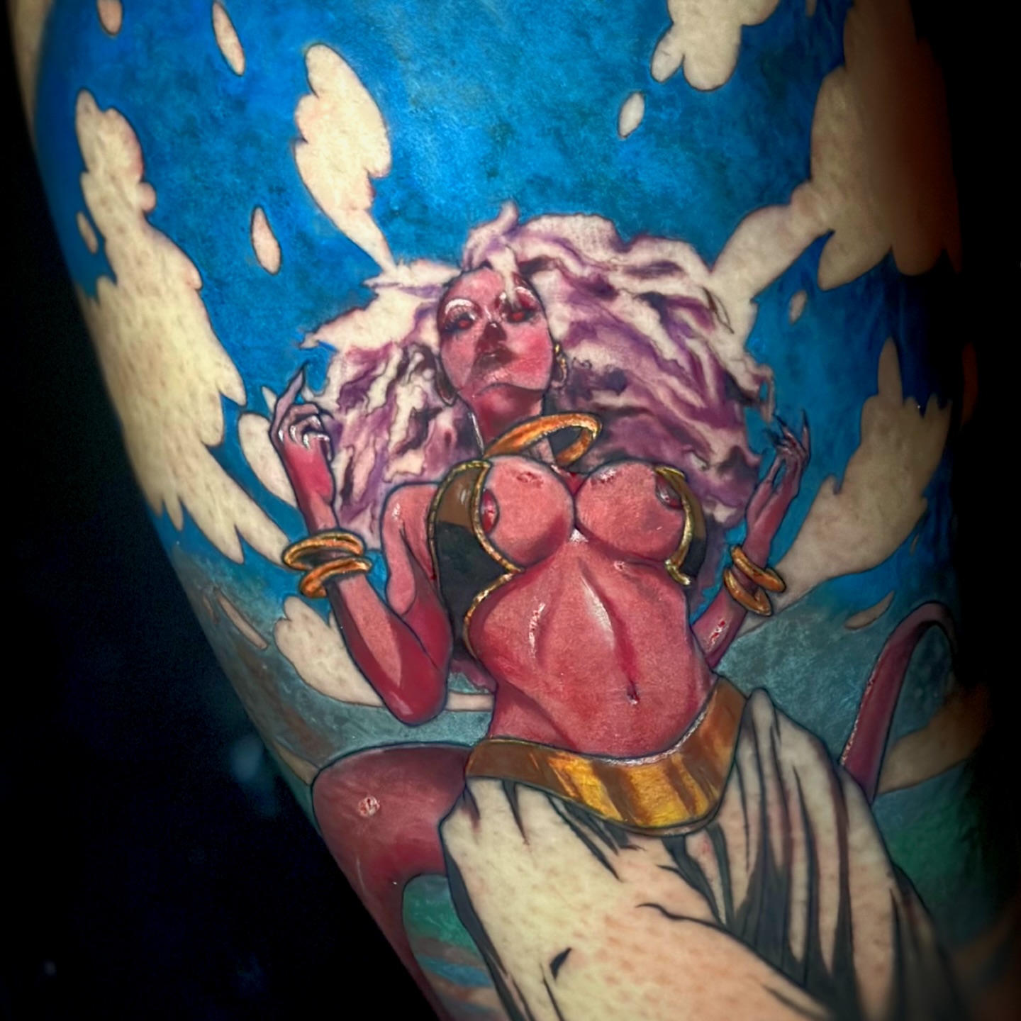 Woman with wings neo-traditional tattoo on the forearm by Davone Joyner, Richmond, Virginia