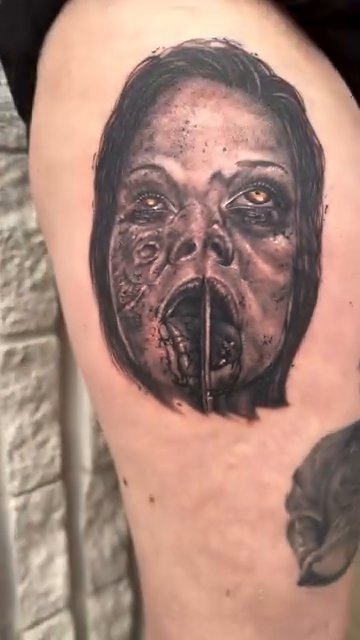 Zombie face dark realism tattoo by Elaine Nerowski ☾