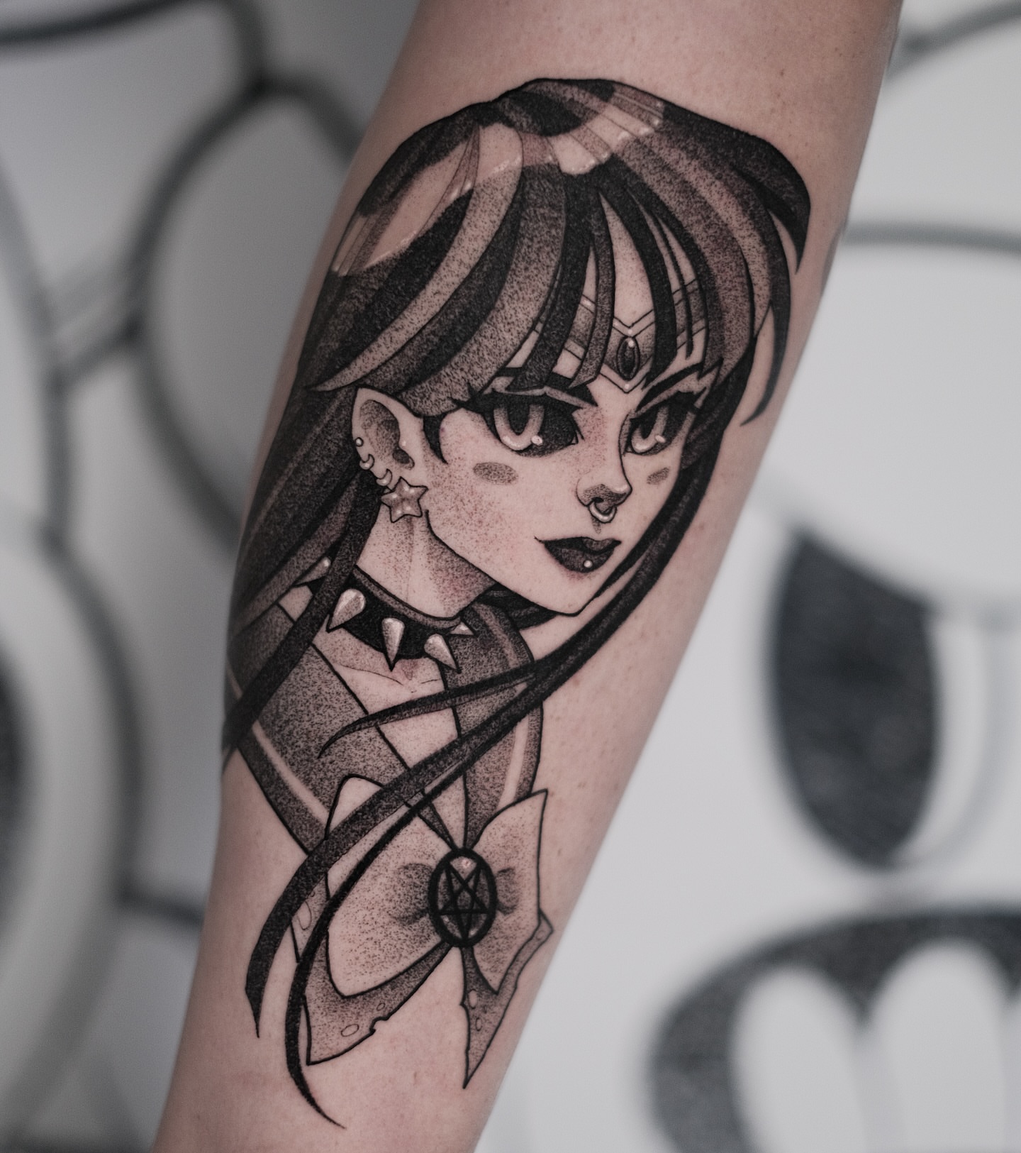 Tattoo by @lina.lcfr — dotwork, anime