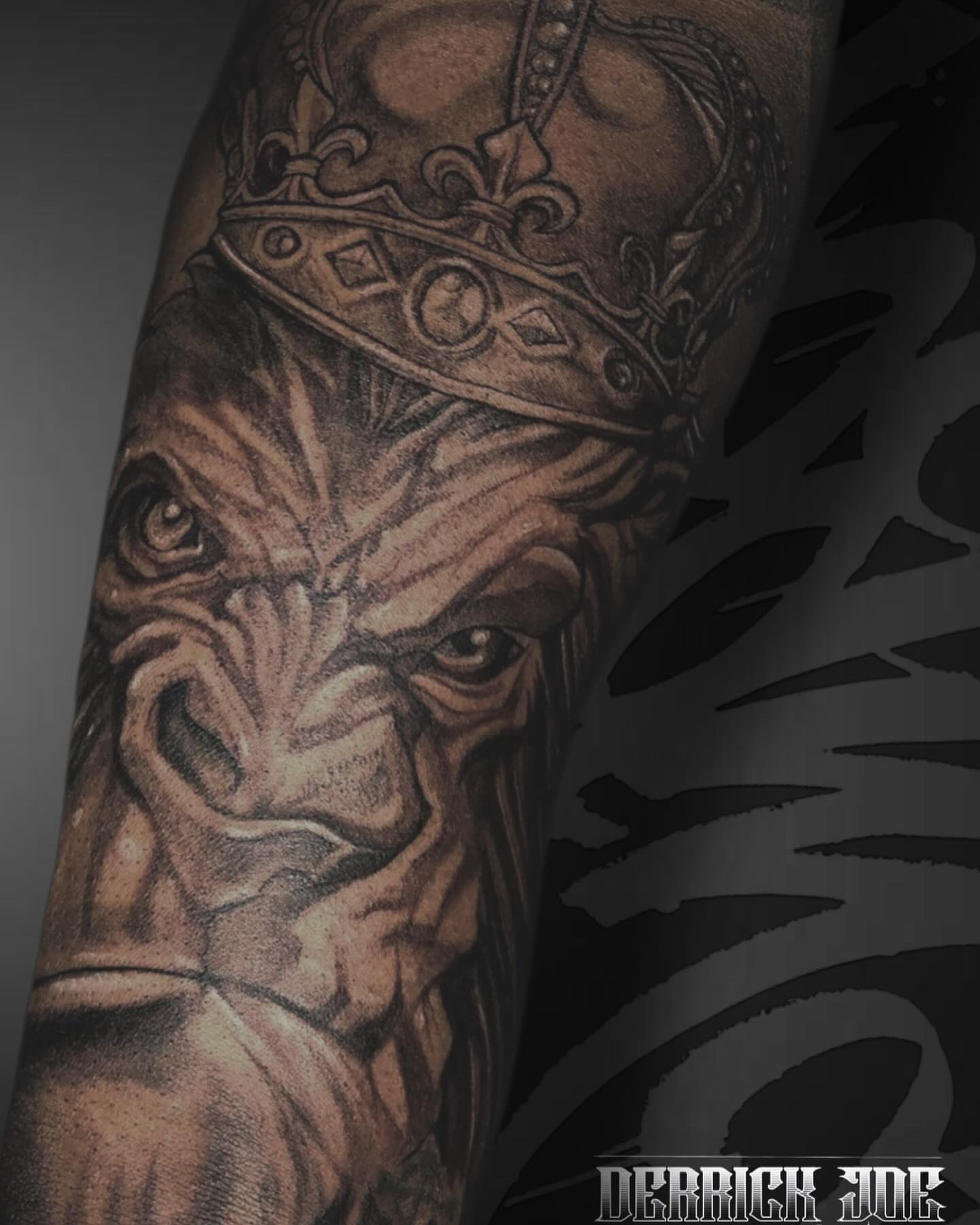 King gorilla realism tattoo on the forearm by Derrick Joe tattoos