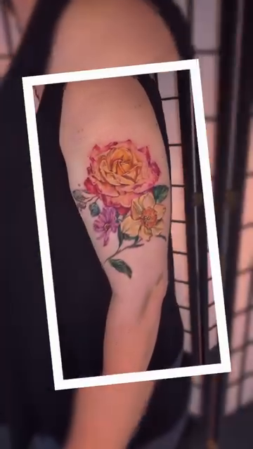 Roses and flowers realism tattoo by Colorful Tattoos by Cody Dean