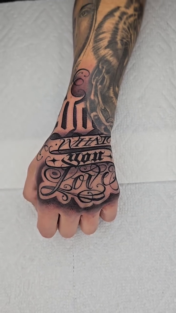 What you love lettering script tattoo by mr.scriptkeeper