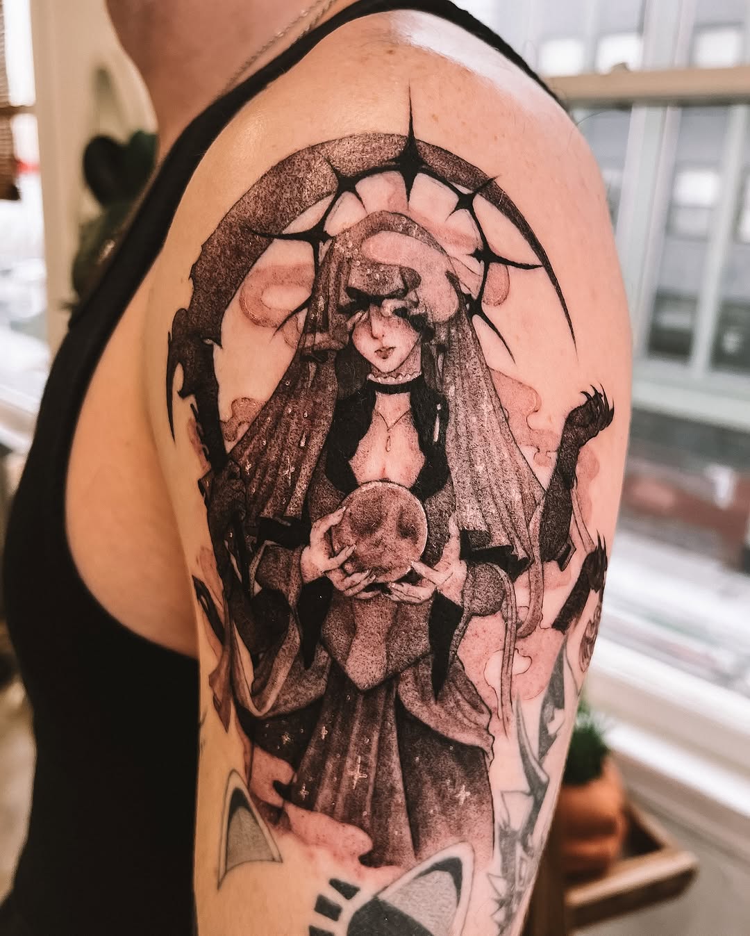 Tattoo by @sebrinapham — black_and_grey, dark_realism