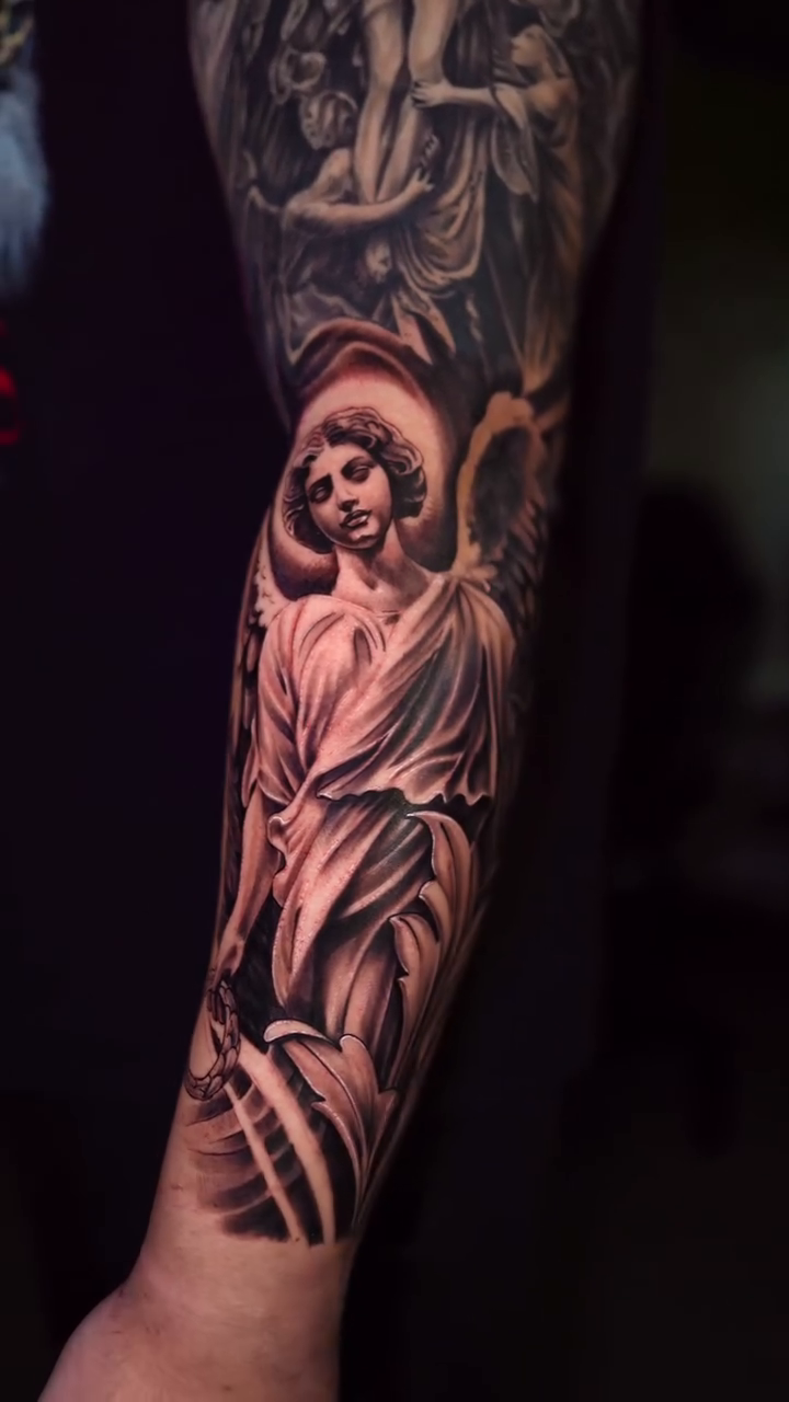 Angels and religious figures realism tattoo by Loi Nguyen