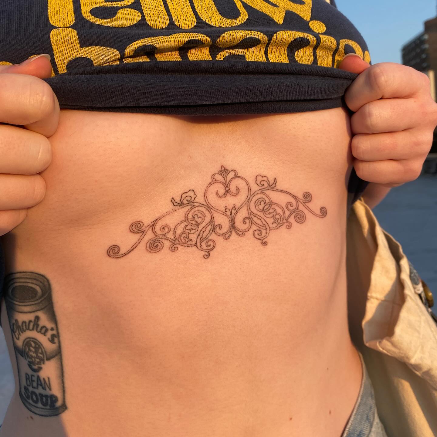 Floral ornament ornamental tattoo on the ribs by °₊⊹ delia ✩ jane ೃ࿔*
