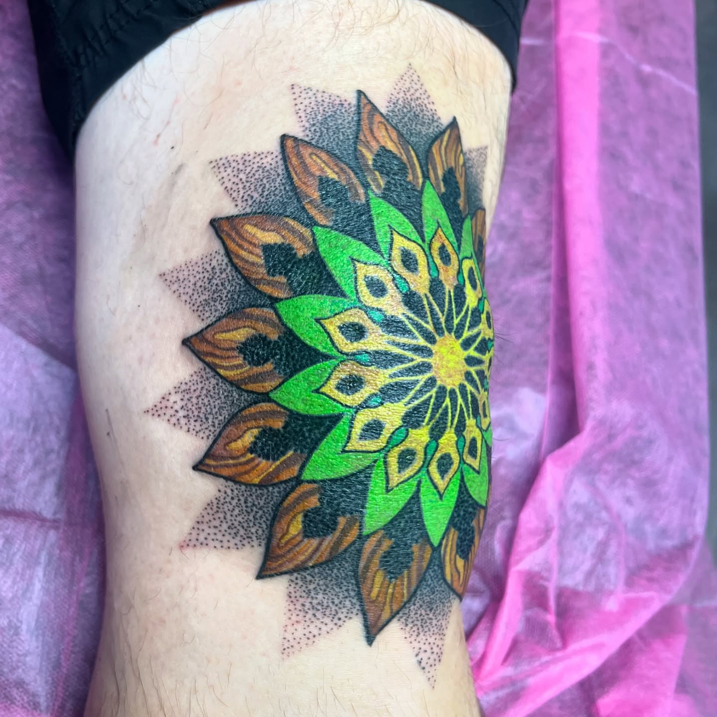 Tattoo by @bombaypainco — dotwork, geometric