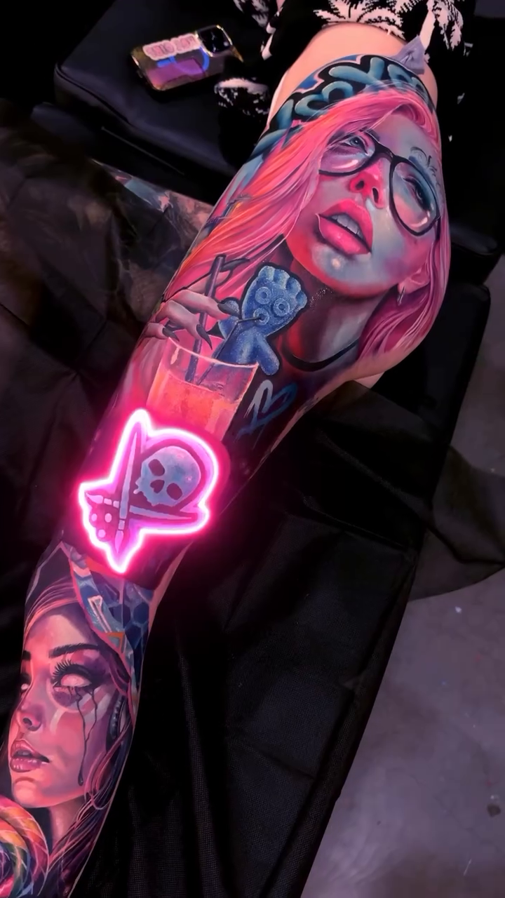 Woman with glasses realism tattoo by Kevin Bradley Jr, Mesa, Arizona