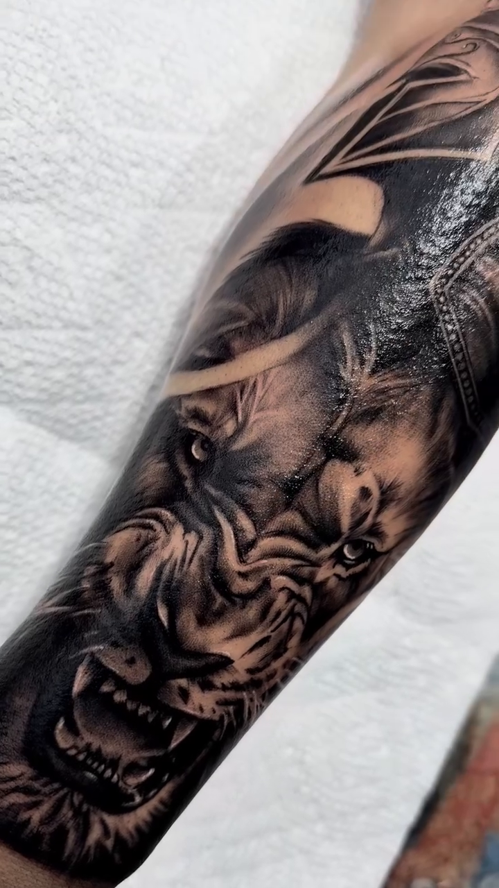 Tattoo by @alinas_tattoos β realism, black_and_grey