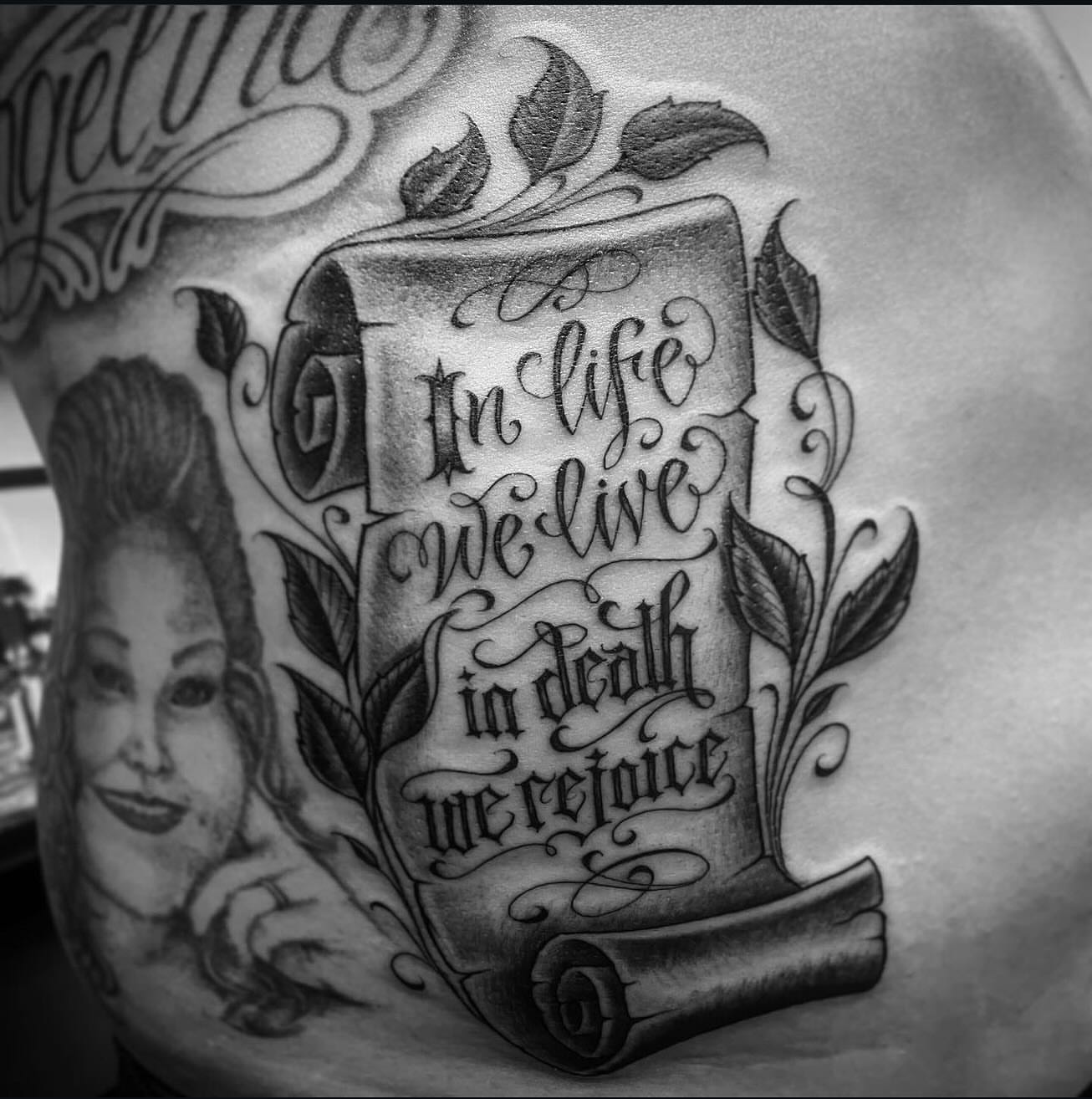 Tattoo by @twicetattoos β lettering_script, chicano