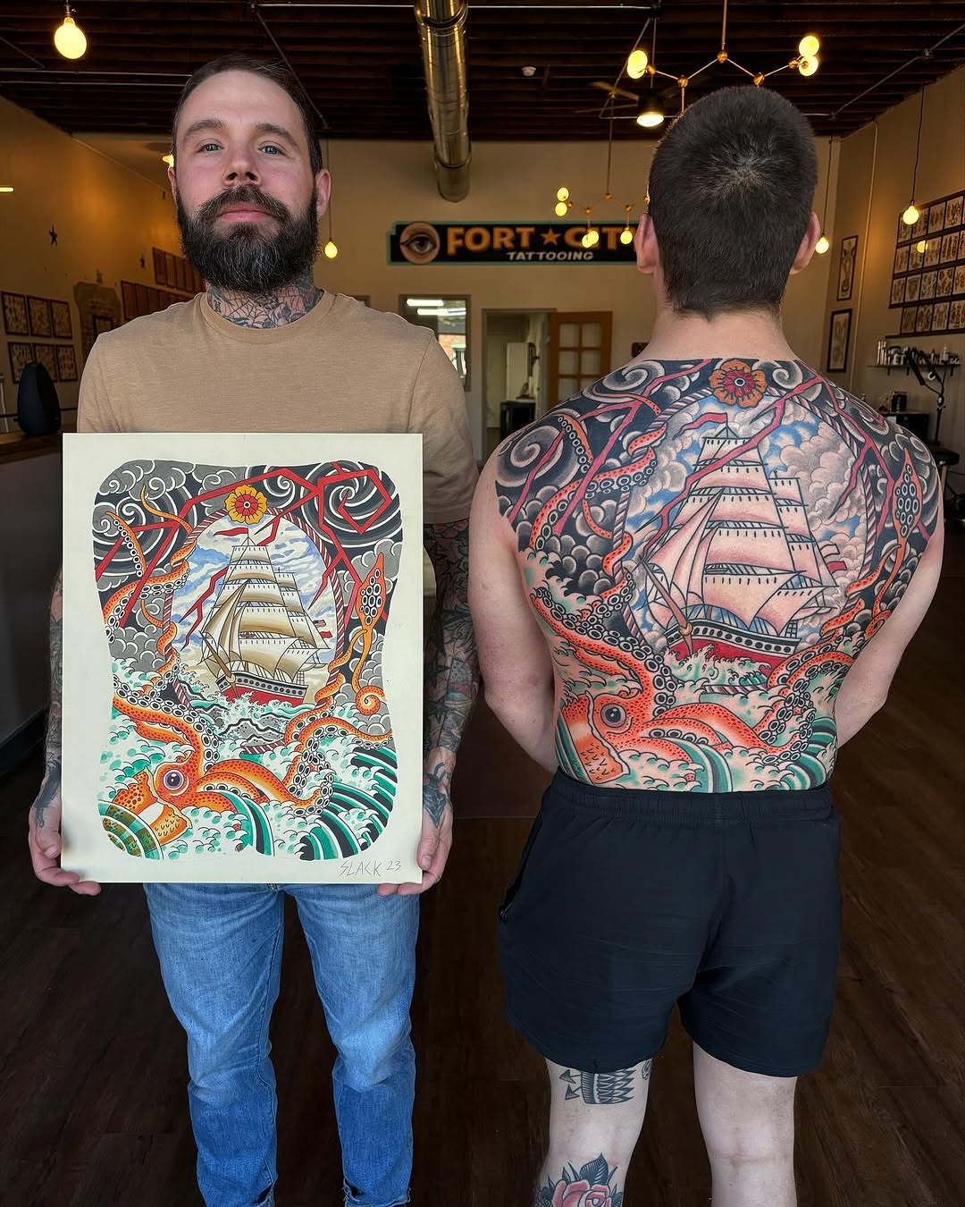 Tattoo by @jeffslacktattoo — japanese_irezumi, american_traditional