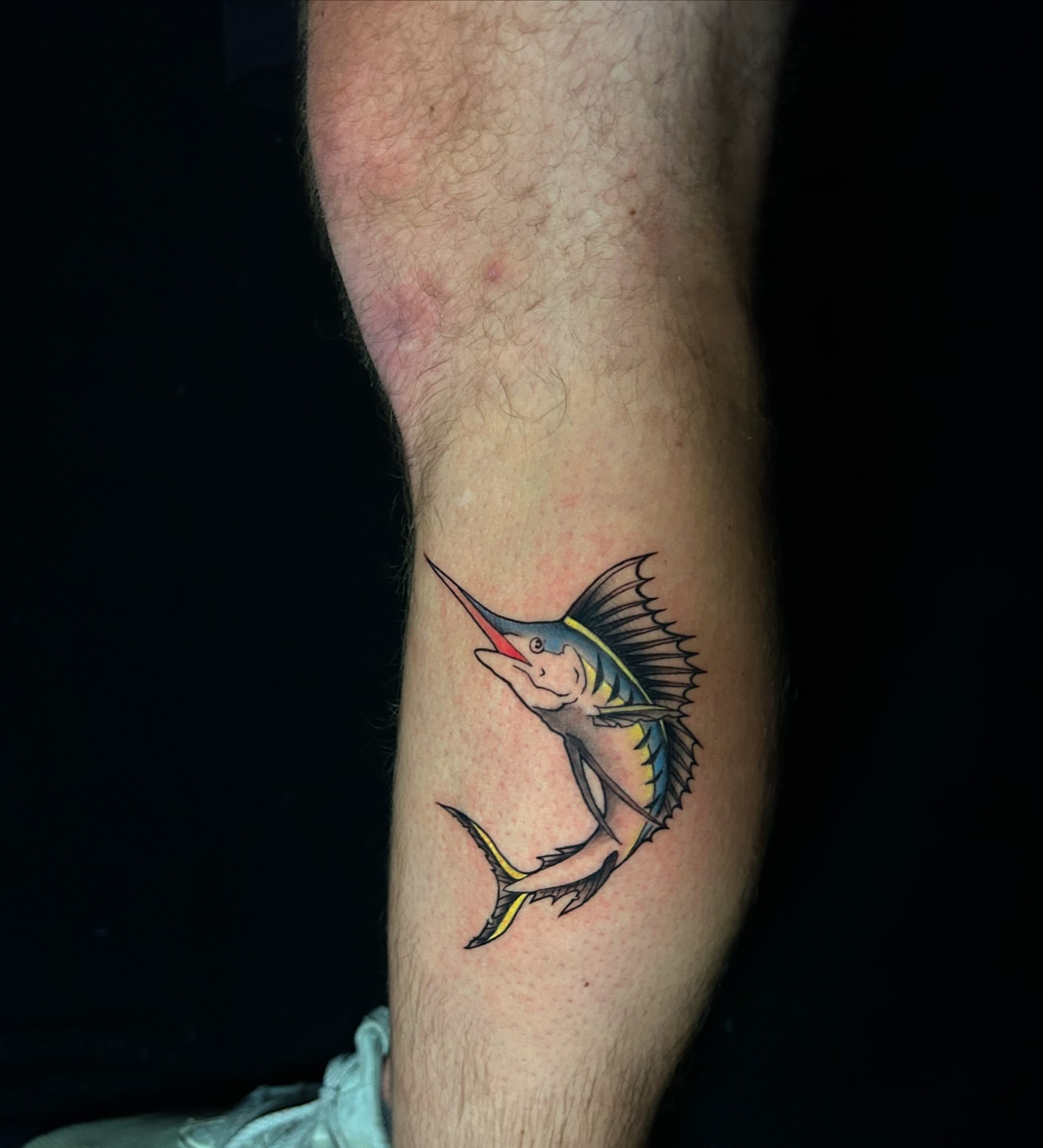 Marlin realism tattoo on the forearm by Kiefer Fonseca