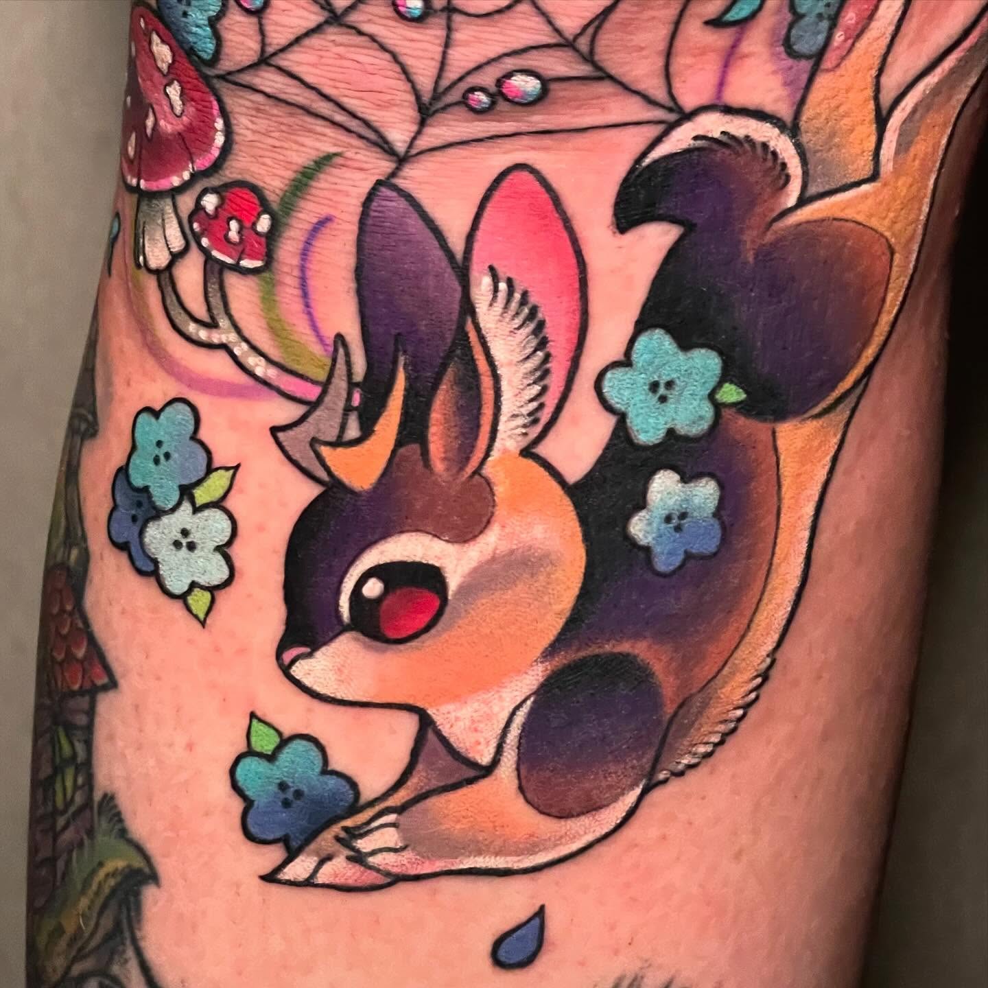 Chibi deer new school tattoo on the forearm by ππΈππππ π΅ππππππ