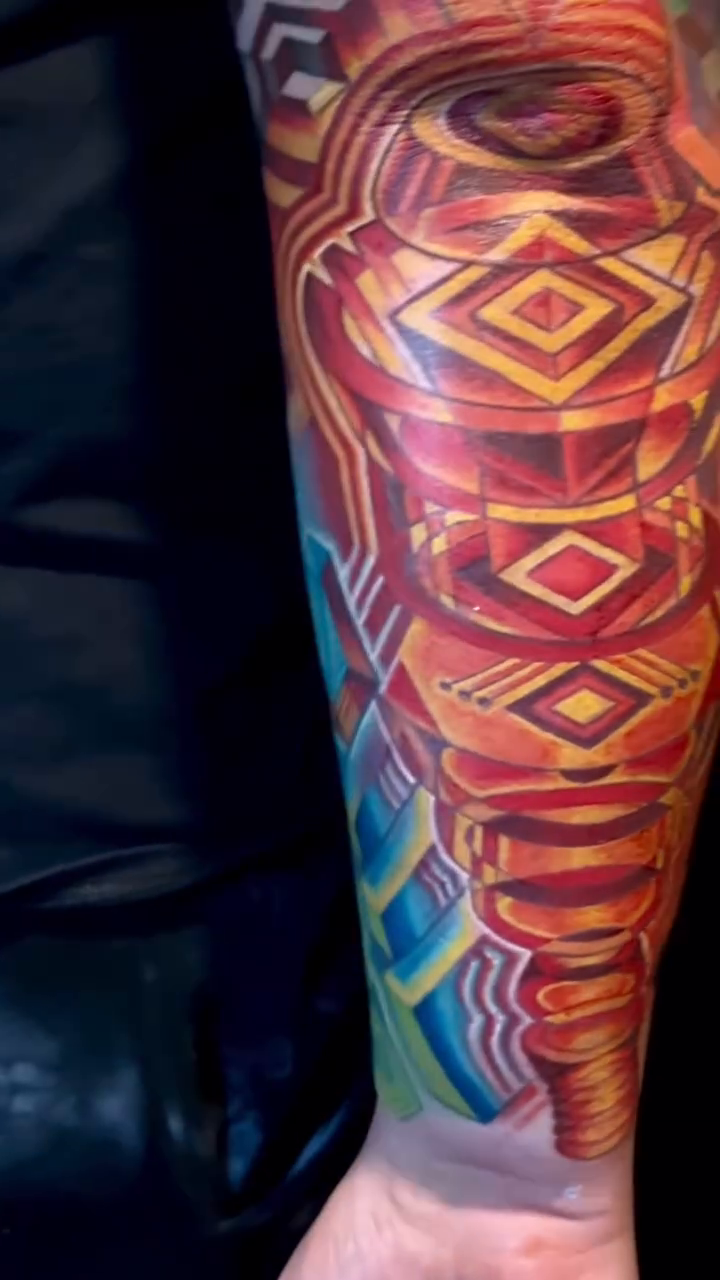 Tattoo by @mechmaster_mike — geometric, trash_polka