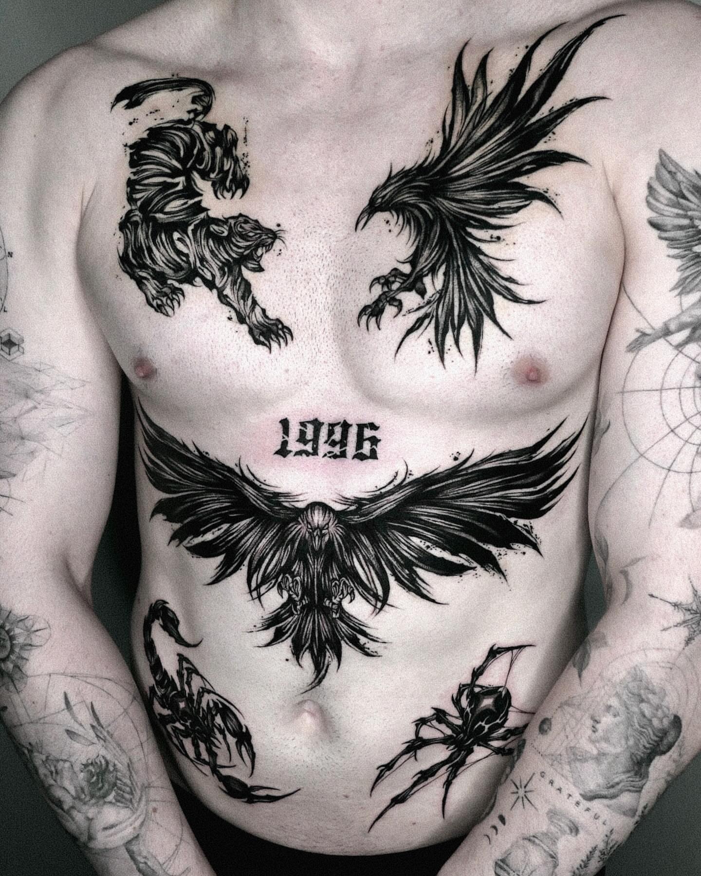 Tattoo by @kim9ang — black_and_grey, dark_realism