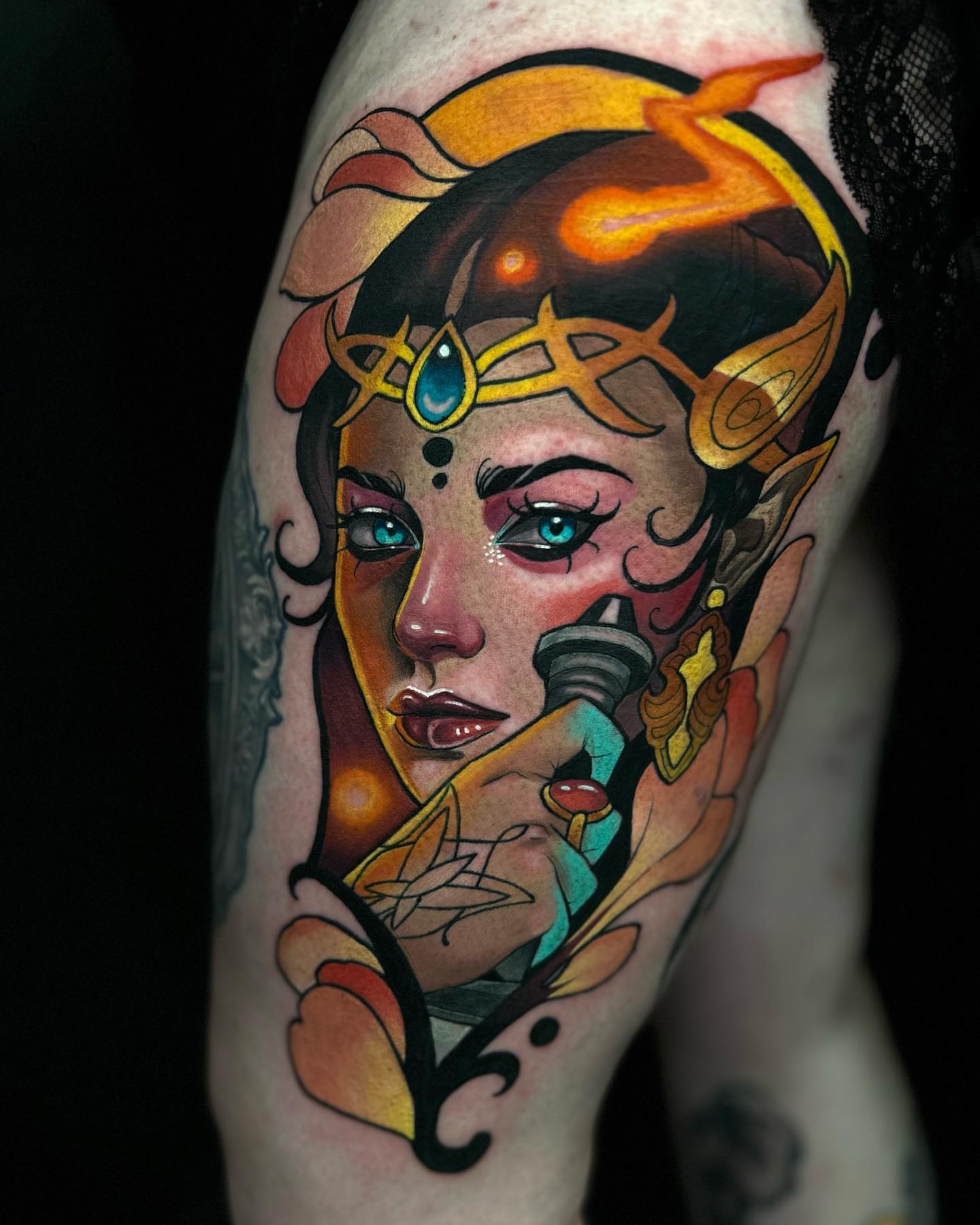 Tattoo by @teamrockettattoo — american_traditional, dotwork