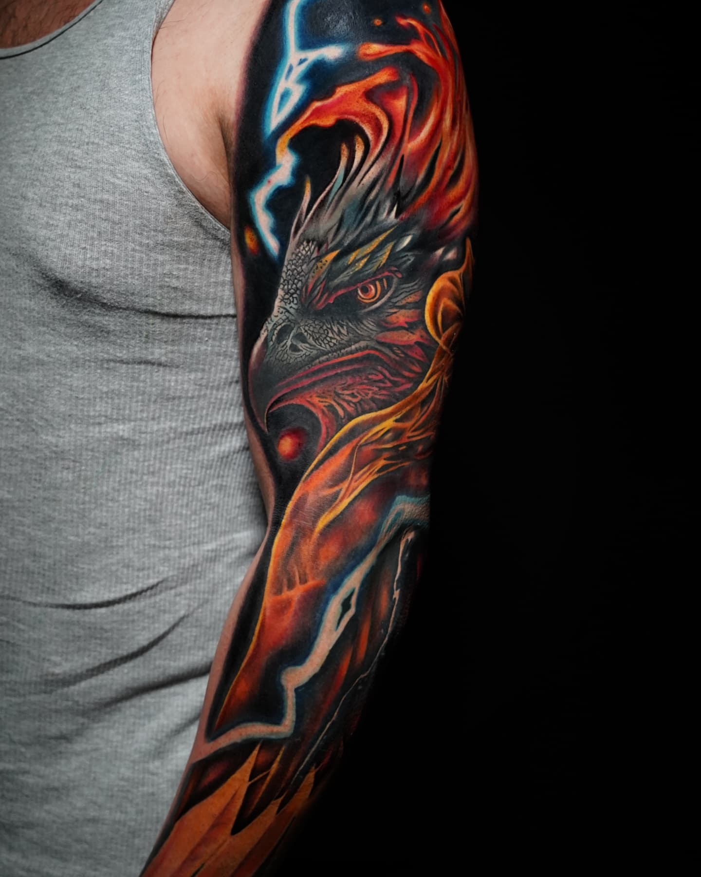 Dragon realism tattoo on the forearm by Su Kang