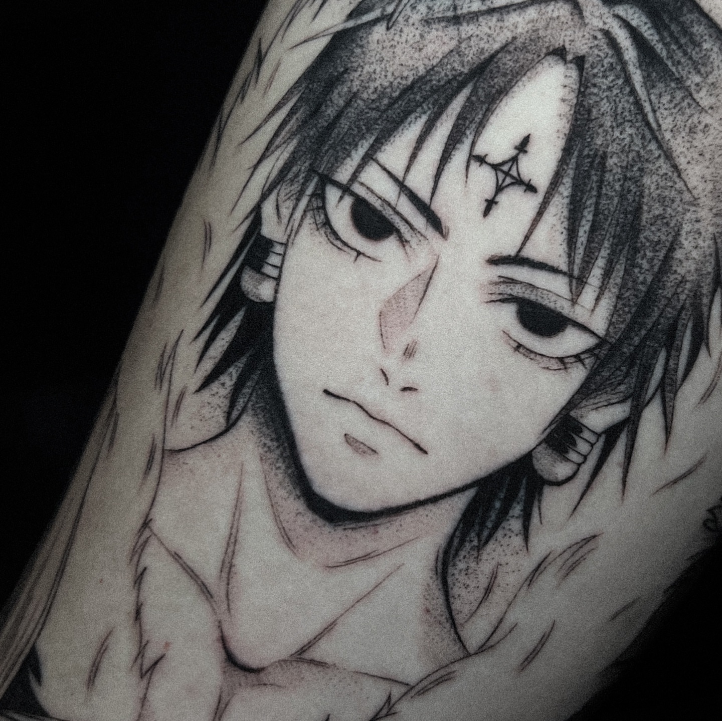 Tattoo by @gatxdelboske_ — dotwork, anime