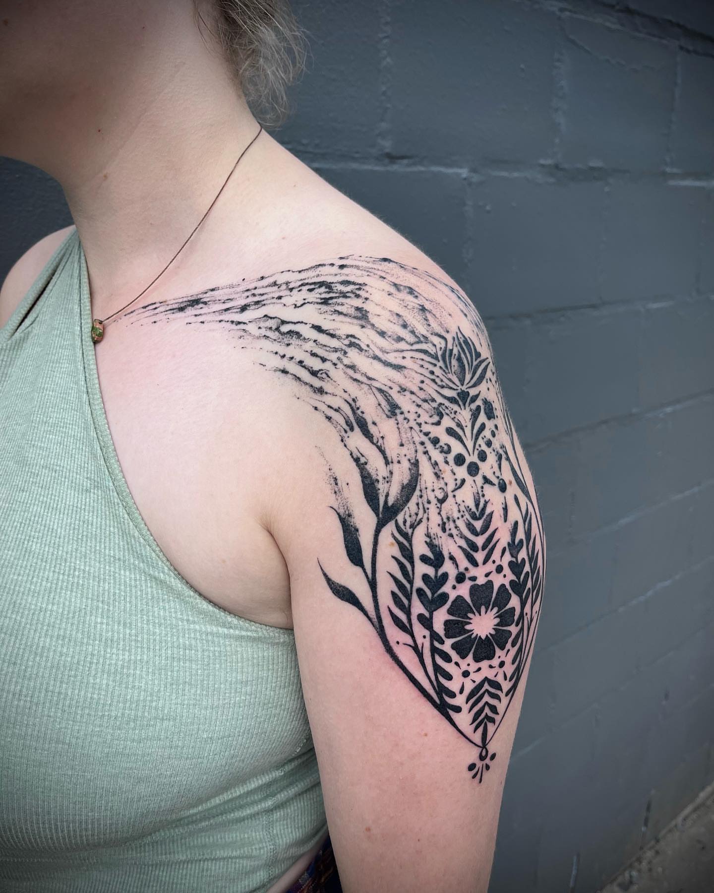 Tattoo by @rosie_coyote — dotwork, black_and_grey