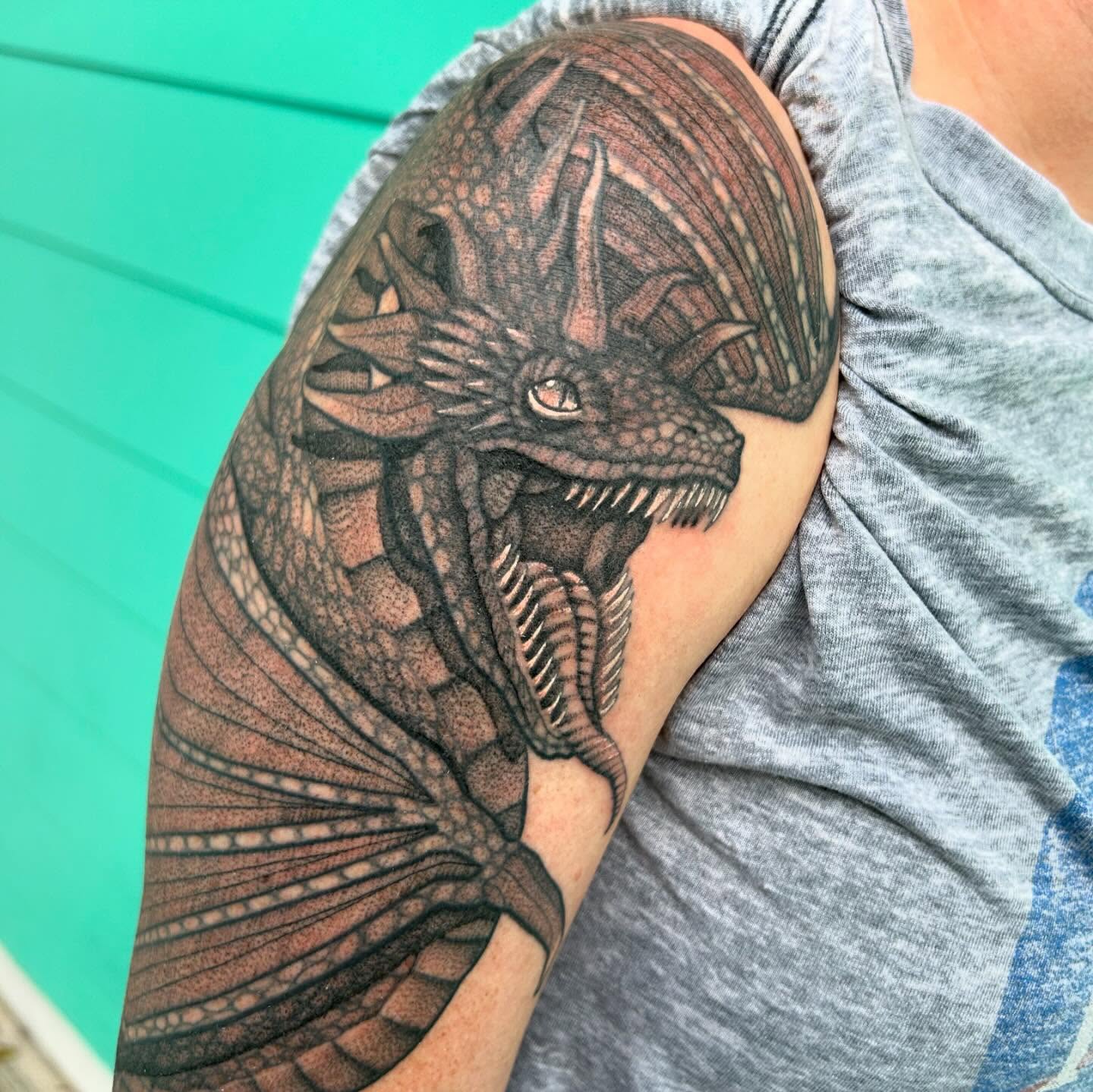 Tattoo by @catzilla_tattoos — dotwork, realism