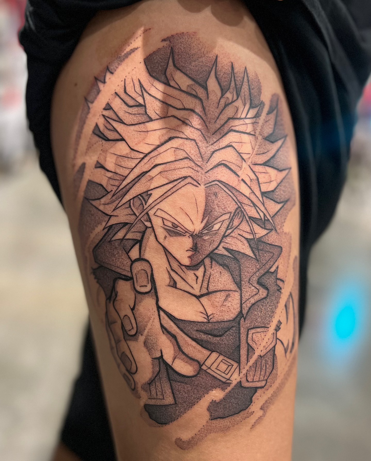 Tattoo by @divineink_nyc — dotwork, anime