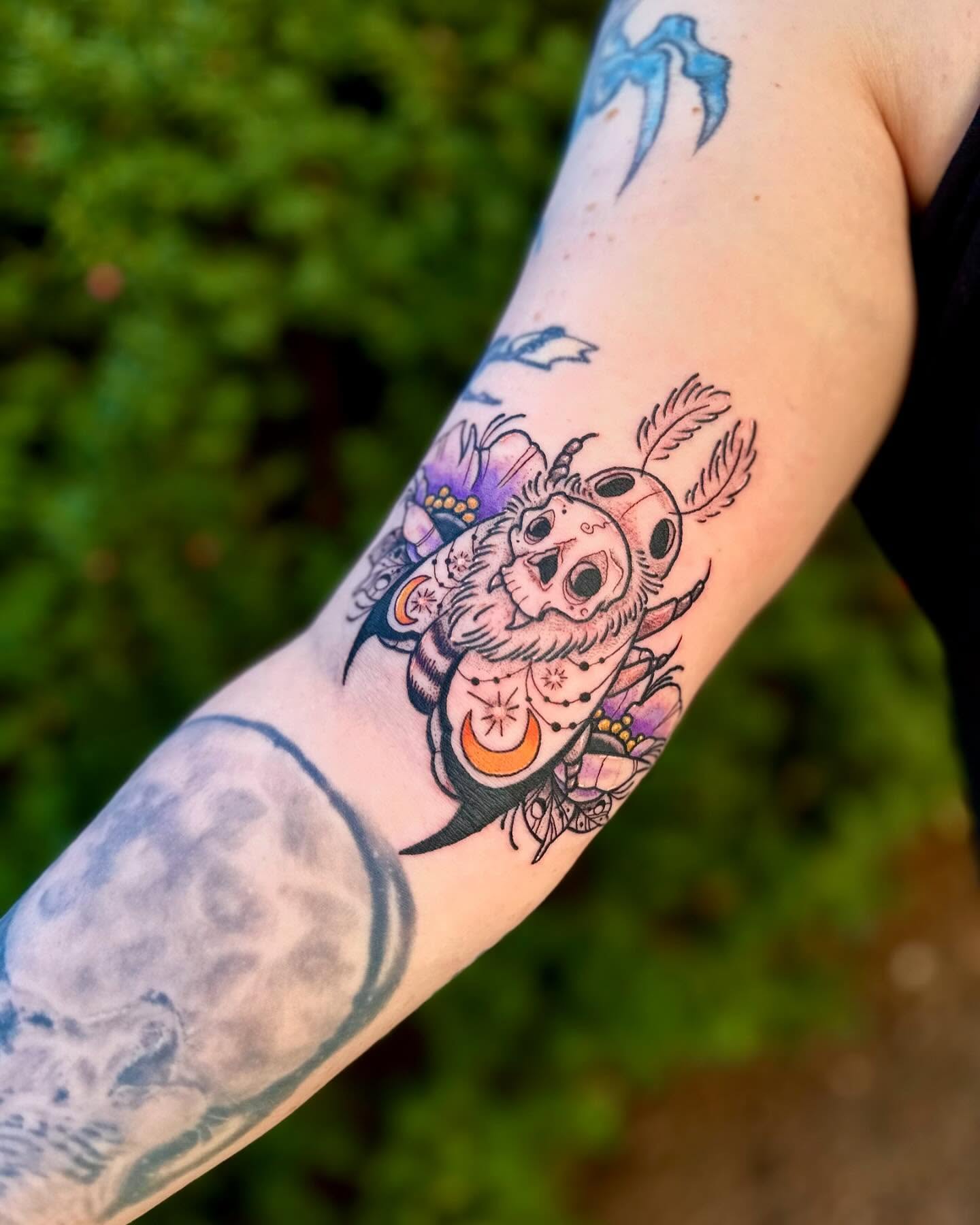 Bull American traditional tattoo on the forearm by manda, Lebanon, Ohio