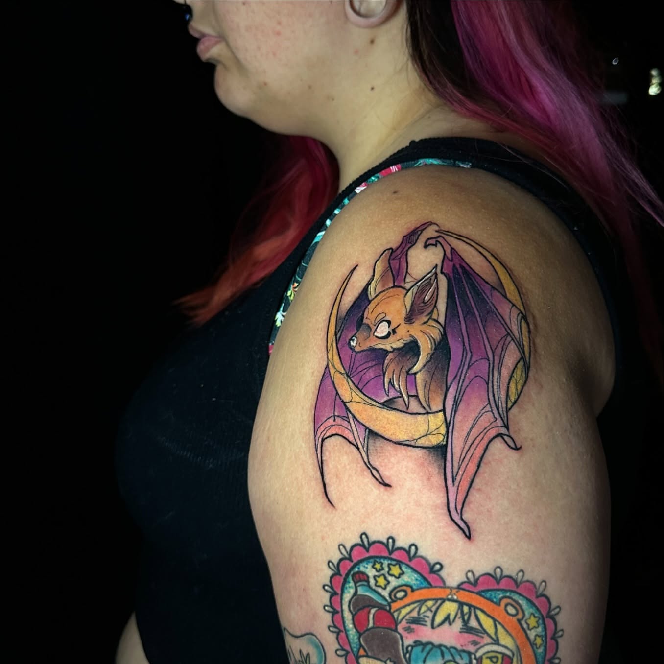 Bat dotwork tattoo on the shoulder by ๐๐ฌ๐ฐ๐ฅ ๐๐ฌ๐ฌ๐ซ